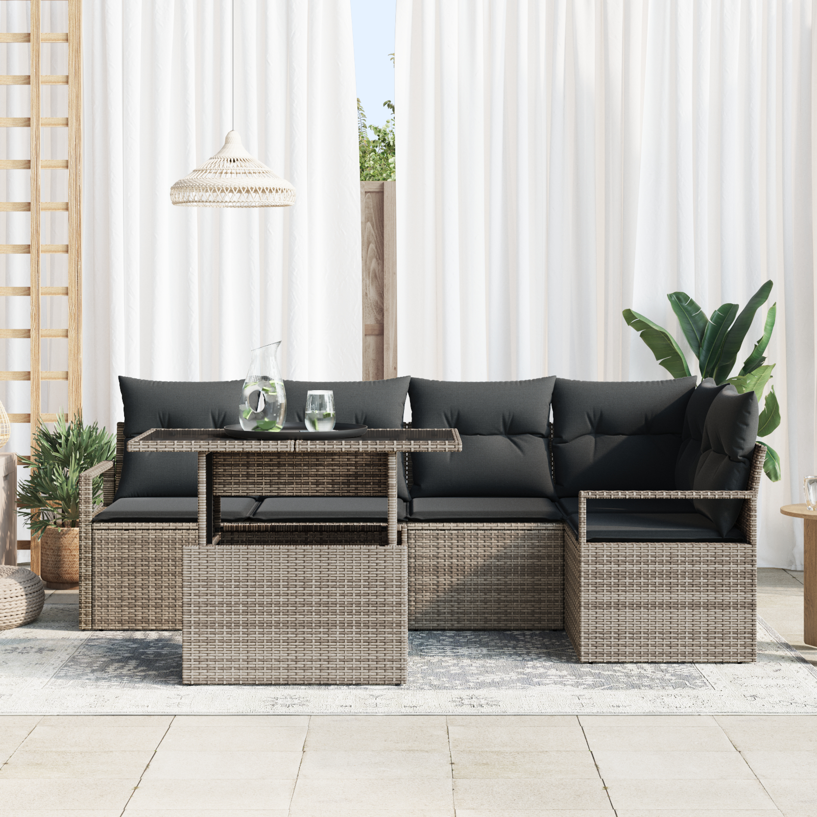 vidaXL Set de canapele pentru grădină 6 pcs Gri 100 x 55 x 73 cm
