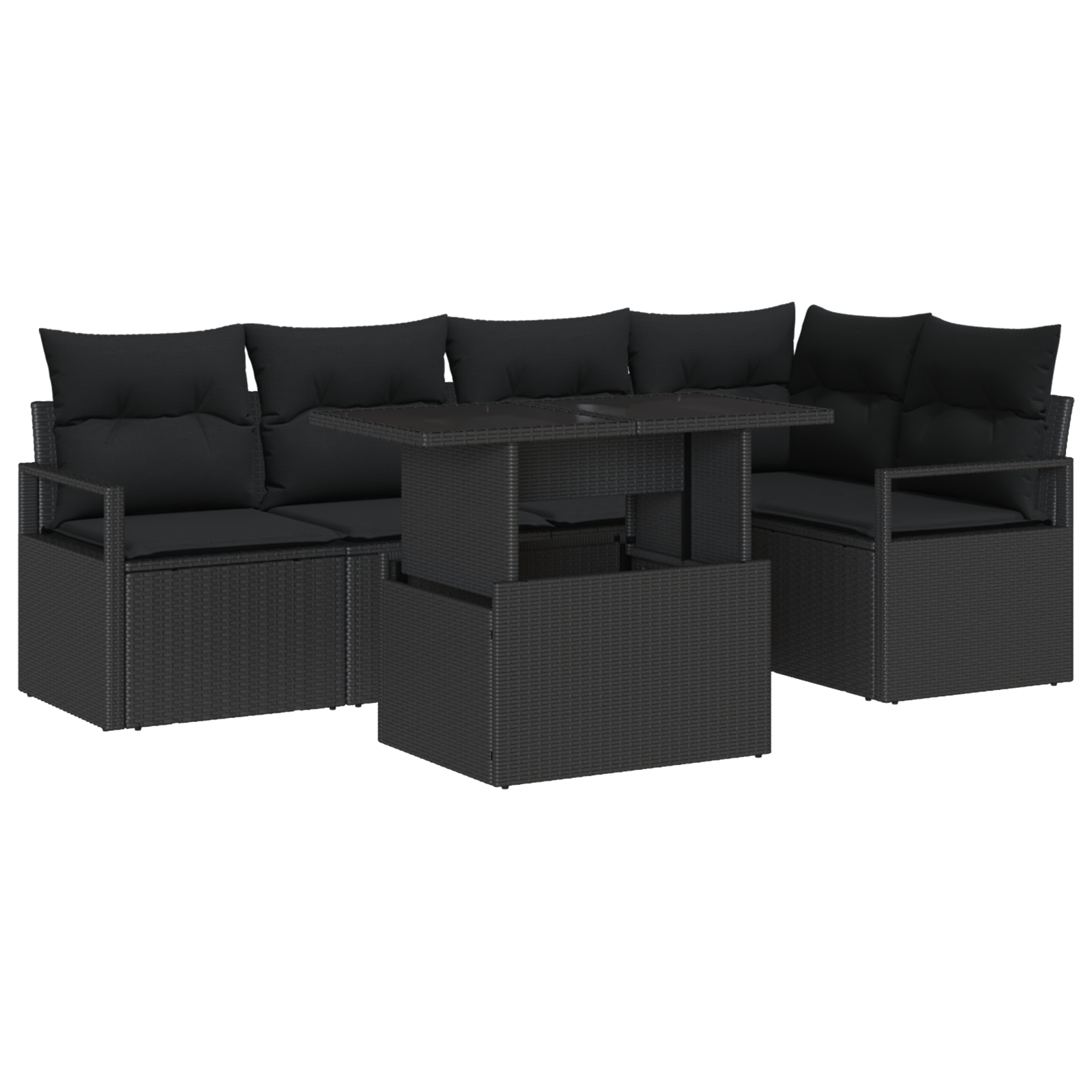 vidaXL Set de canapele pentru grădină 6 pcs Negru 100 x 55 x 73 cm