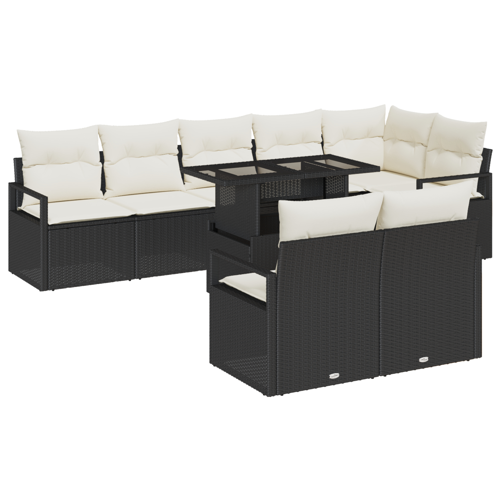 vidaXL Set de canapele pentru grădină cu pernă 9 pcs negru și crem vidaXL Set de canapele pentru grădină cu pernă 9 pcs negru și crem