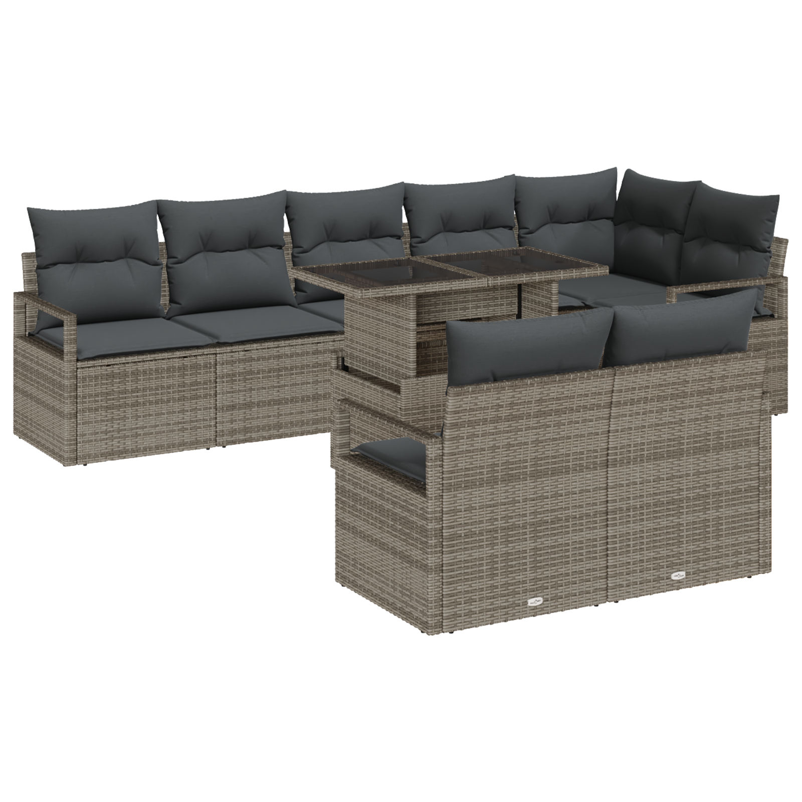 vidaXL Set de canapele pentru grădină 9 pcs Gri 100 x 55 x 73 cm