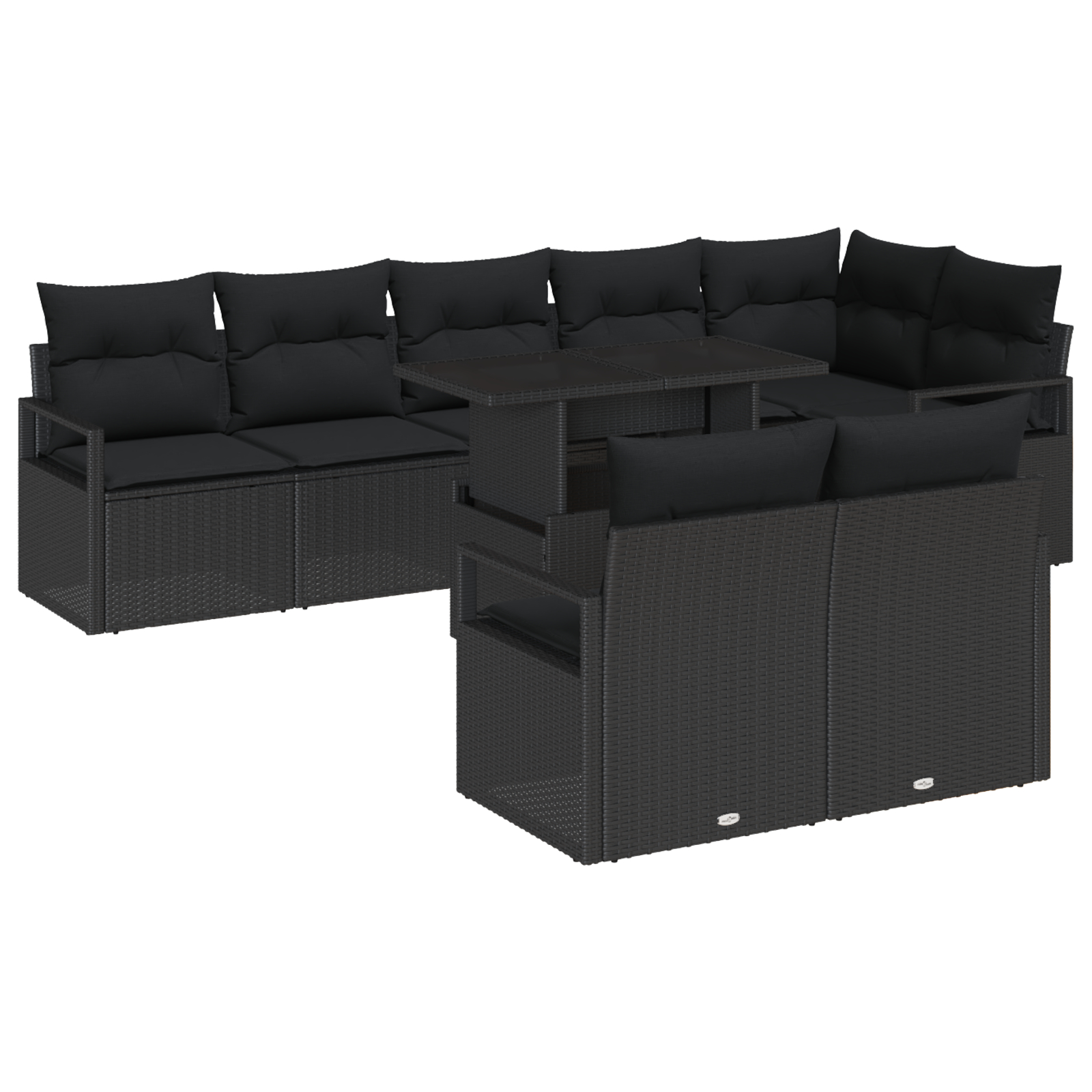 vidaXL Set de canapele pentru grădină 9 pcs Negru 100 x 55 x 73 cm vidaXL Set de canapele pentru grădină 9 pcs Negru 100 x 55 x 73 cm