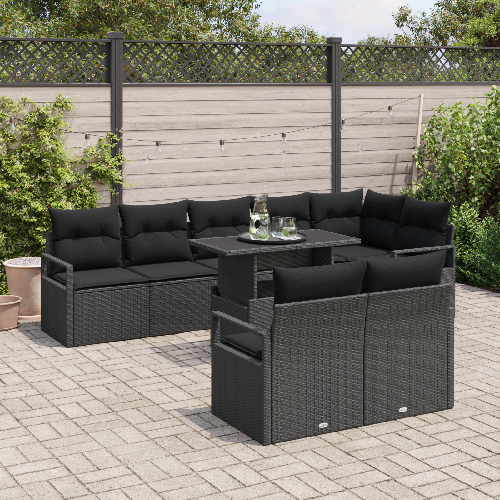 vidaXL Set de canapele pentru grădină 9 pcs Negru 100 x 55 x 73 cm vidaXL Set de canapele pentru grădină 9 pcs Negru 100 x 55 x 73 cm