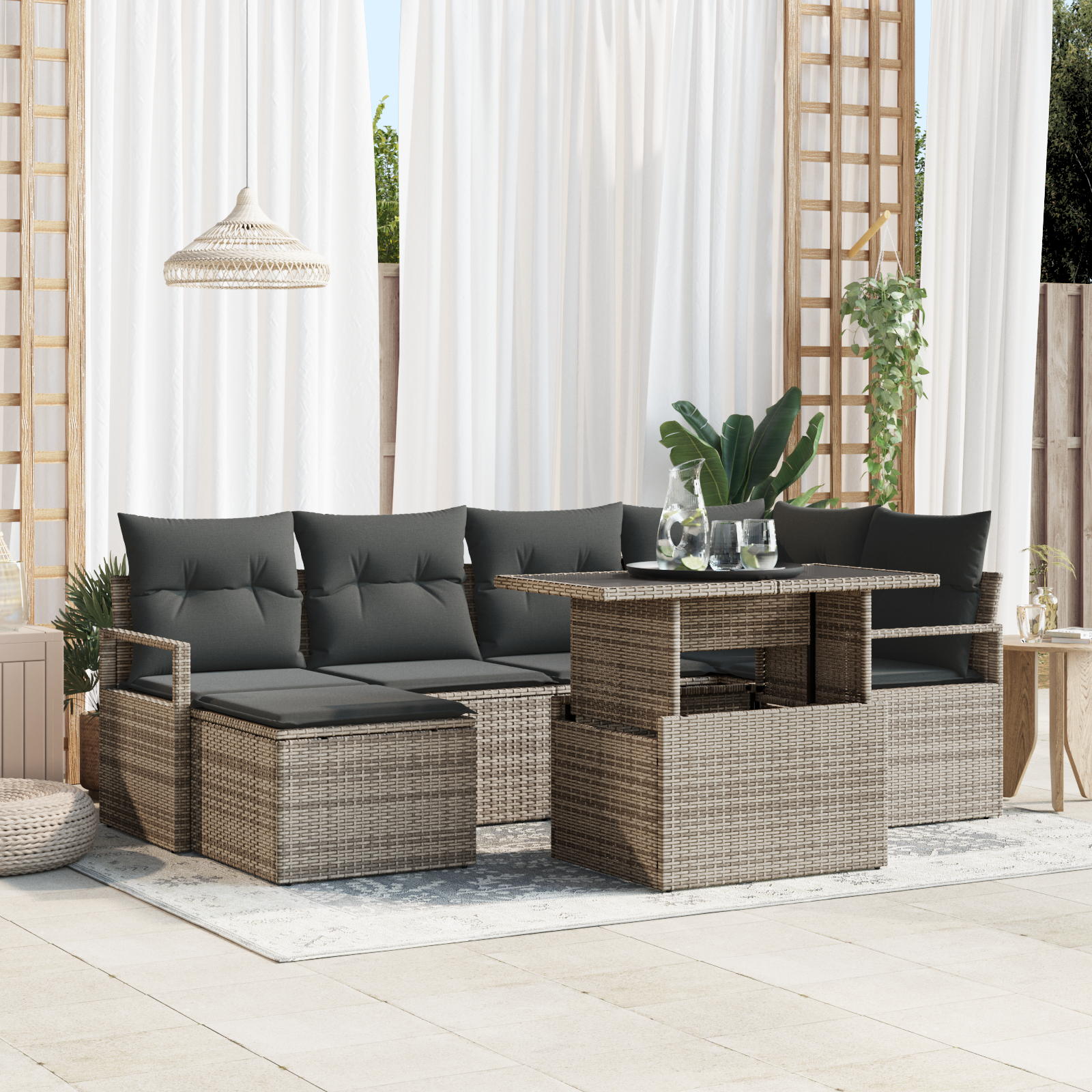 vidaXL Set de canapele pentru grădină cu pernă 7 pcs Gri vidaXL Set de canapele pentru grădină cu pernă 7 pcs Gri