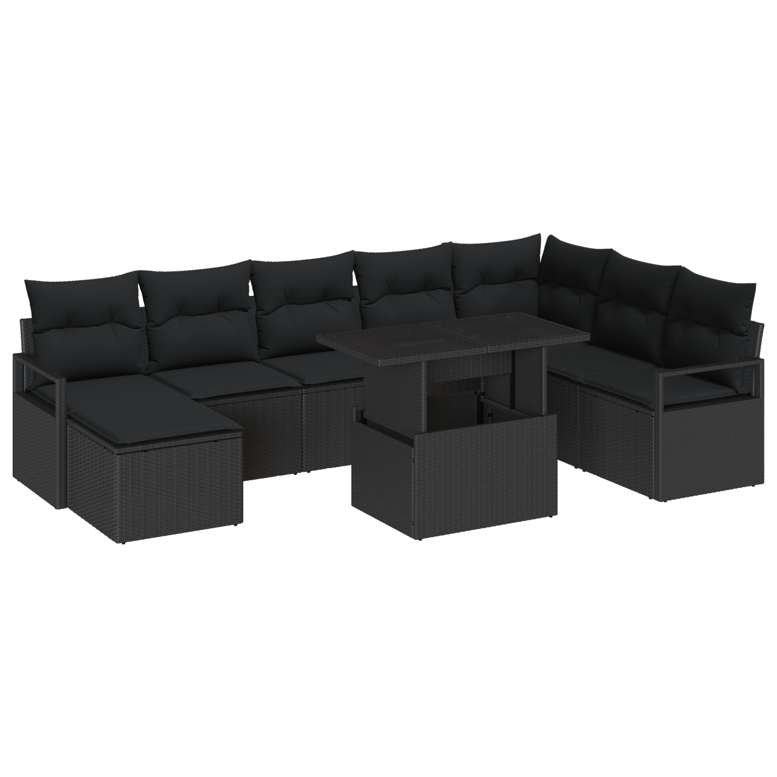 vidaXL Set de canapele pentru grădină cu pernă 9 pcs Negru