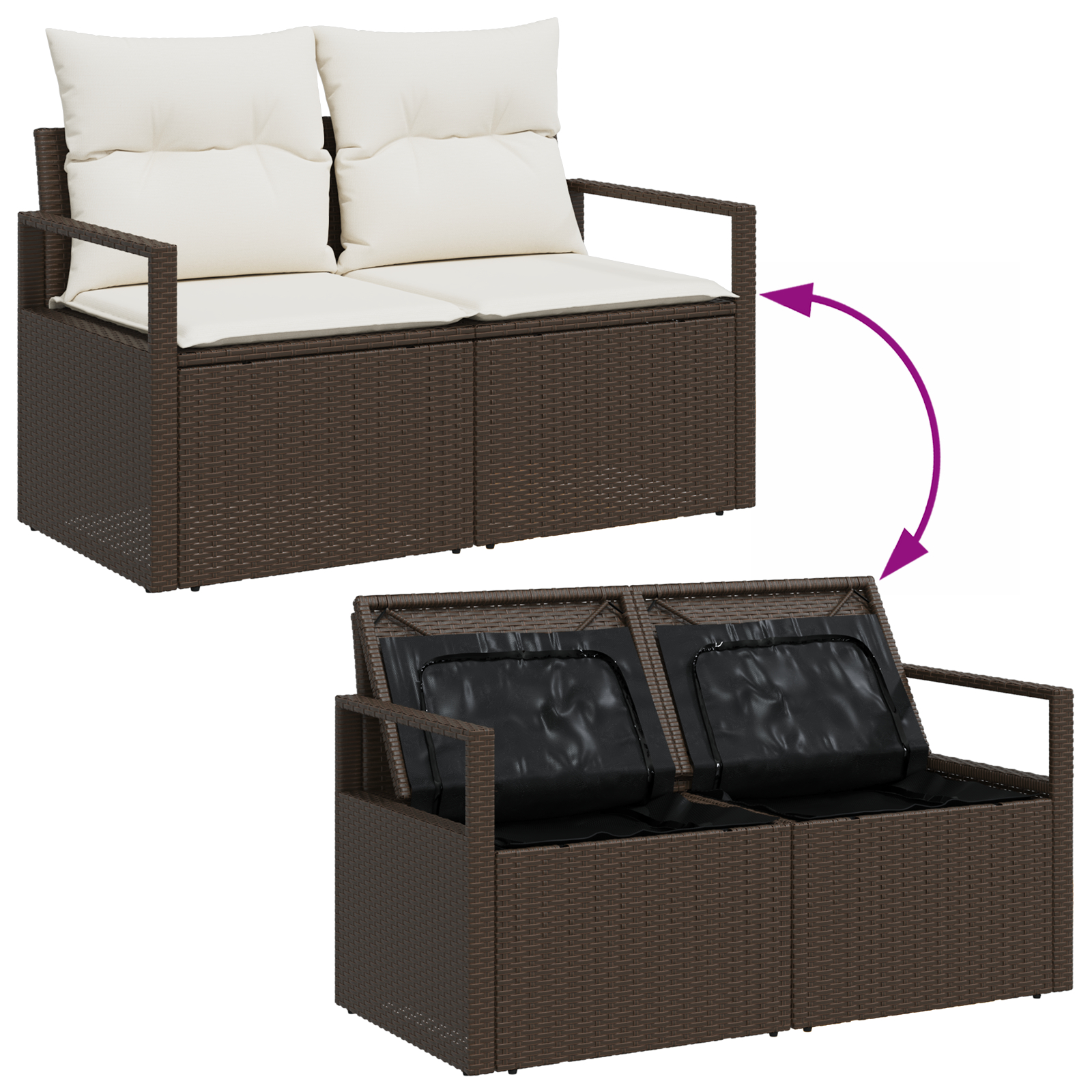 vidaXL Set de canapele pentru grădină cu pernă 10 pcs maro și crem vidaXL Set de canapele pentru grădină cu pernă 10 pcs maro și crem