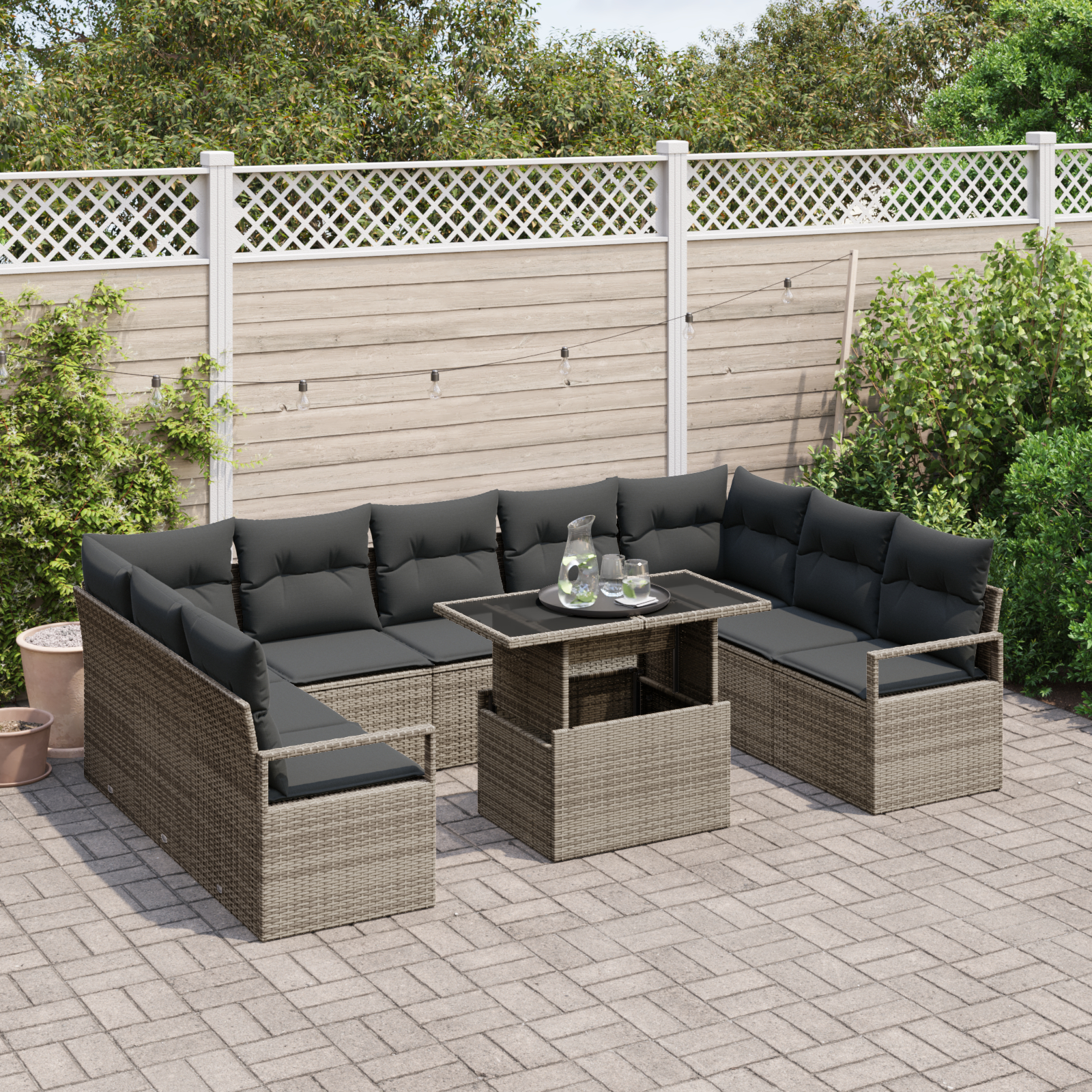 vidaXL Set de canapele pentru grădină 10 pcs Gri 100 x 55 x 73 cm vidaXL Set de canapele pentru grădină 10 pcs Gri 100 x 55 x 73 cm