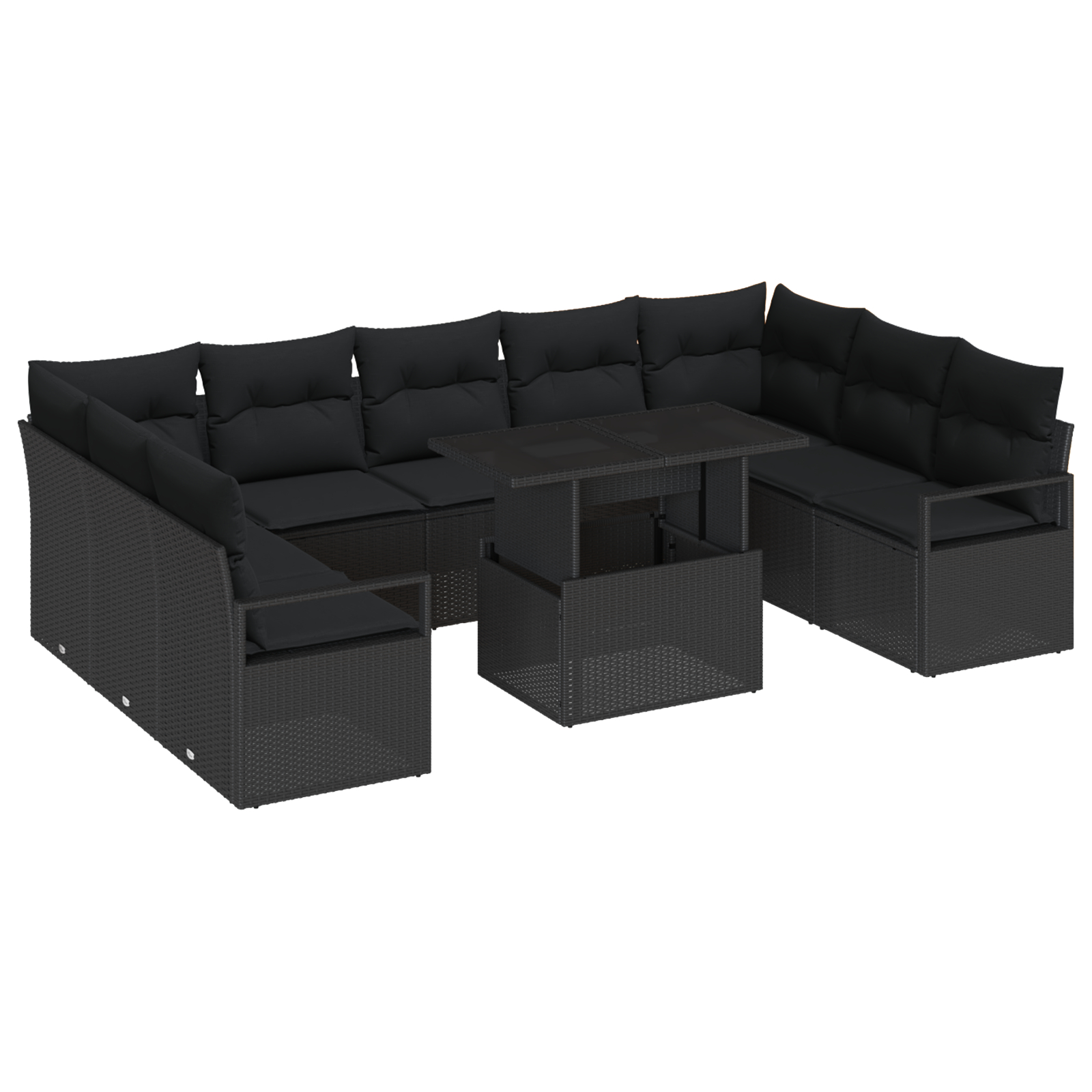 vidaXL Set de canapele pentru grădină 10 pcs Negru 100 x 55 x 73 cm vidaXL Set de canapele pentru grădină 10 pcs Negru 100 x 55 x 73 cm