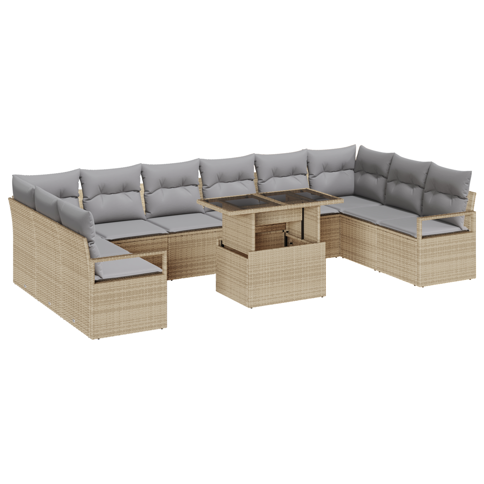 vidaXL Set de canapele pentru grădină Manual 11 pcs bej și gri deschis