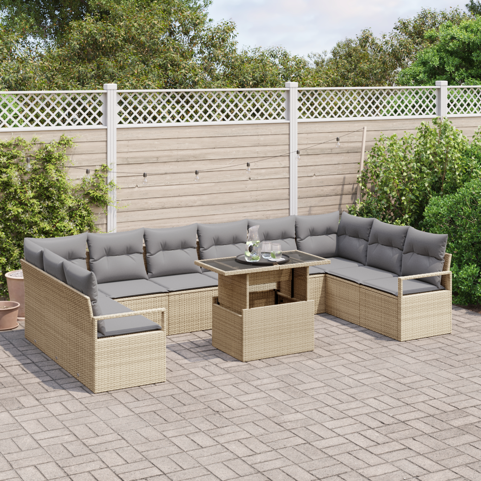 vidaXL Set de canapele pentru grădină Manual 11 pcs bej și gri deschis