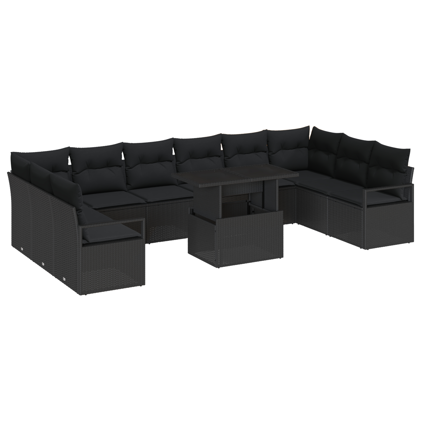 vidaXL Set de canapele pentru grădină 11 pcs Negru 100 x 55 x 73 cm