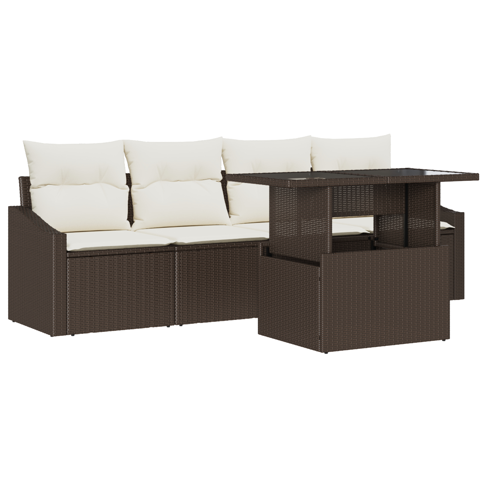 vidaXL Set de canapele pentru grădină cu pernă 5 pcs maro și crem vidaXL Set de canapele pentru grădină cu pernă 5 pcs maro și crem