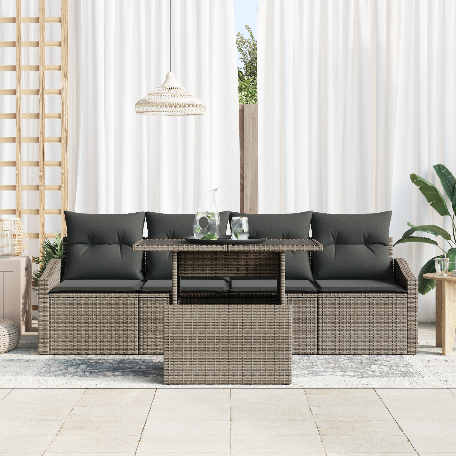 vidaXL Set de canapele pentru grădină 5 pcs Gri 100 x 55 x 73 cm