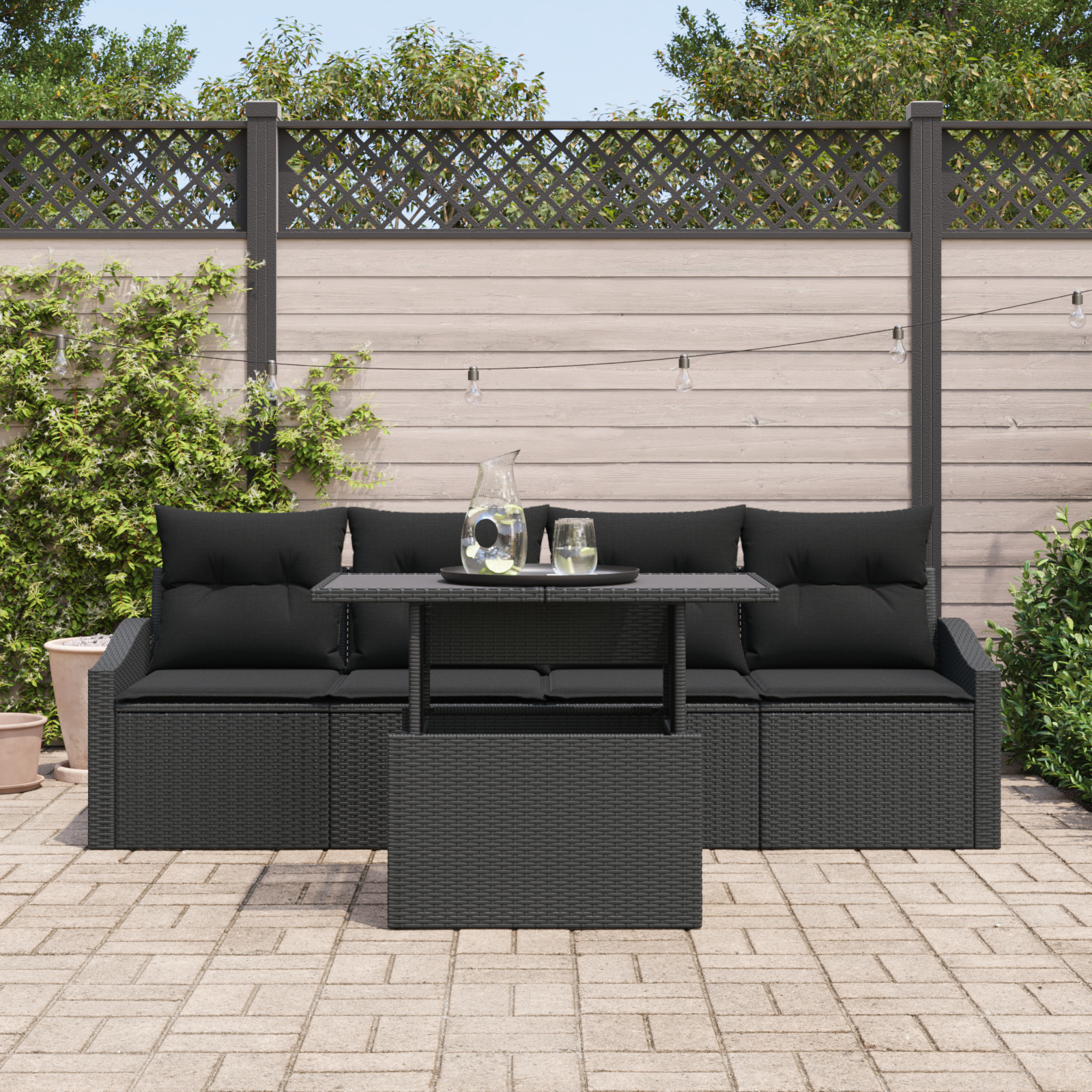 vidaXL Set de canapele pentru grădină 5 pcs Negru 100 x 55 x 73 cm