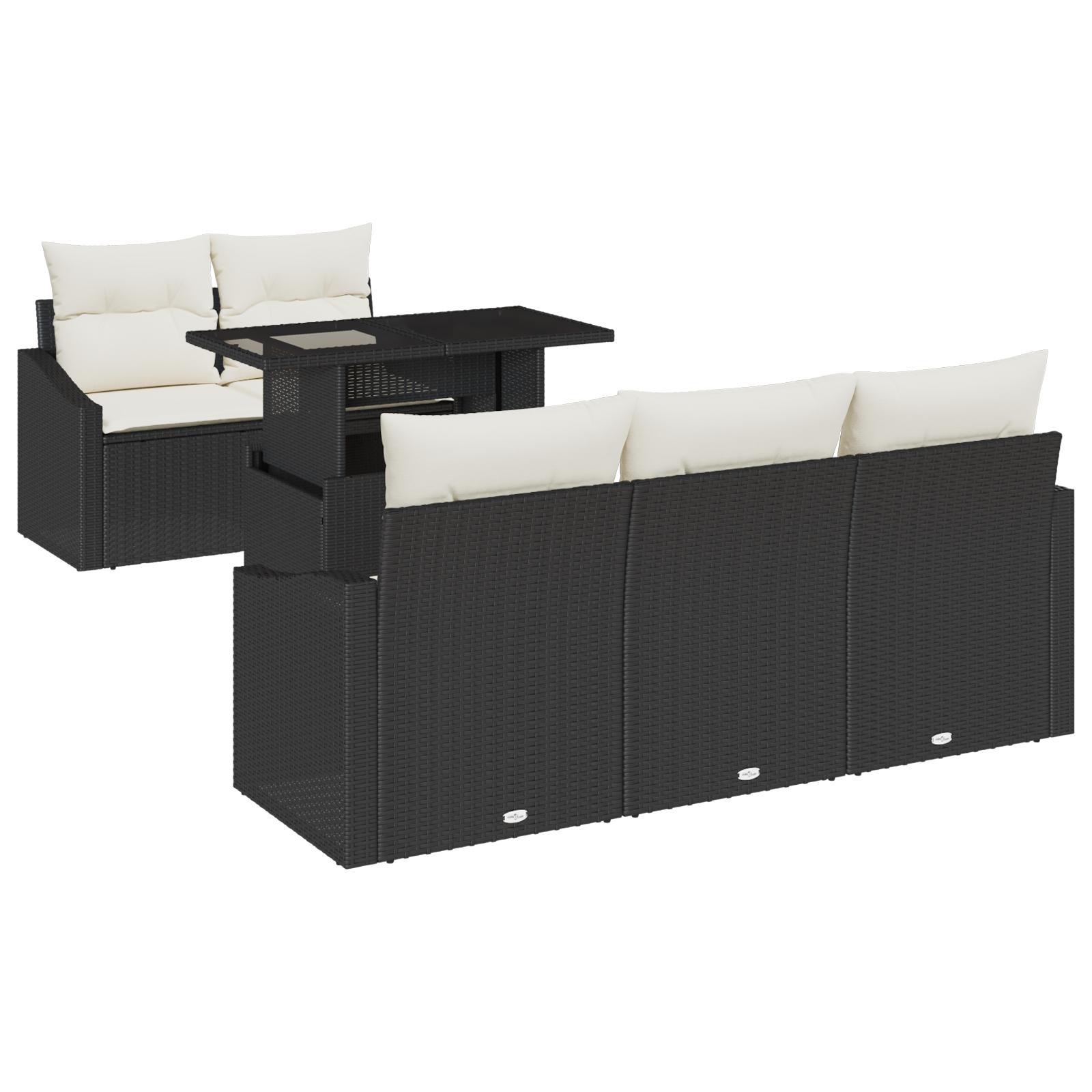 vidaXL Set de canapele pentru grădină cu pernă 6 pcs negru și crem vidaXL Set de canapele pentru grădină cu pernă 6 pcs negru și crem
