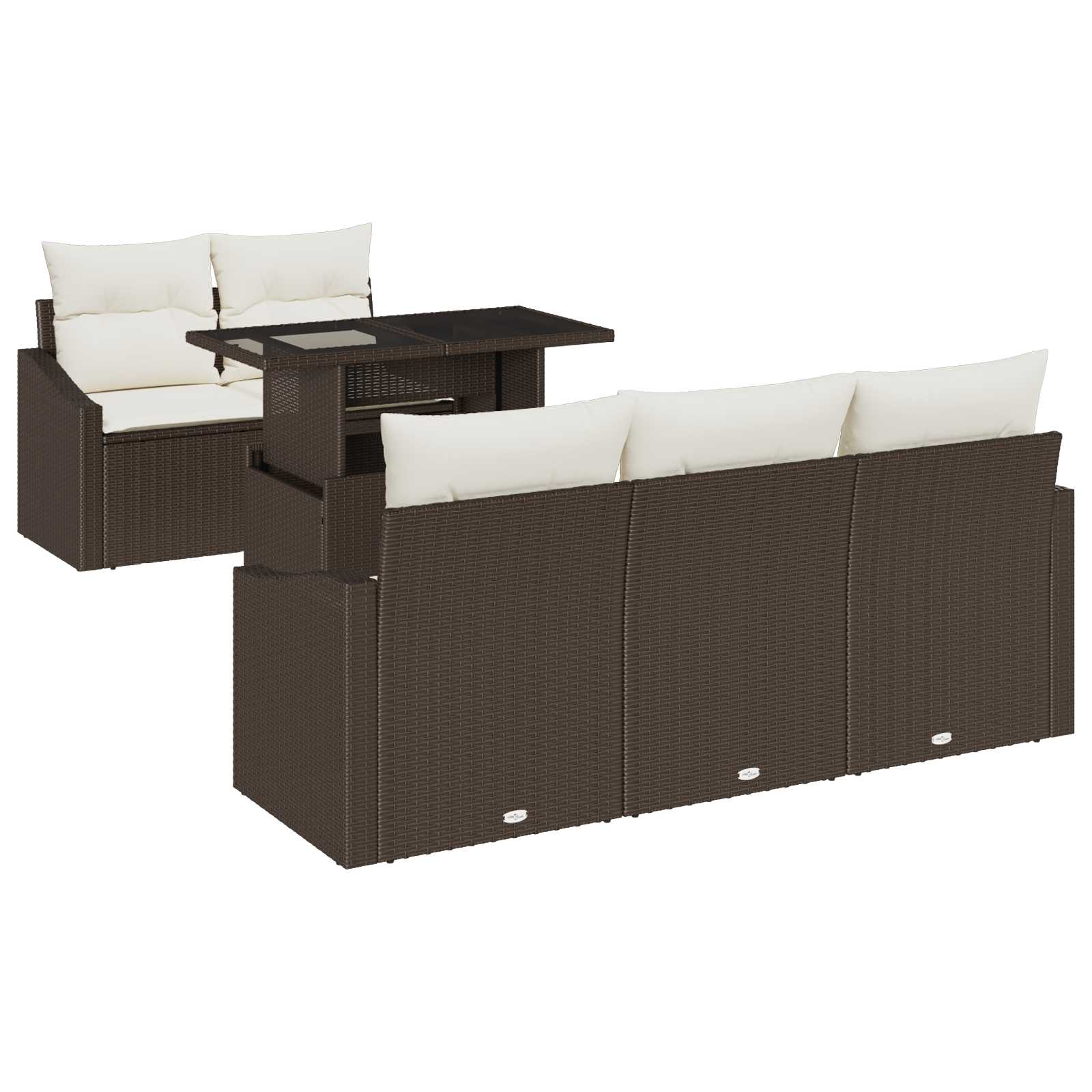 vidaXL Set de canapele pentru grădină cu pernă 6 pcs maro și crem vidaXL Set de canapele pentru grădină cu pernă 6 pcs maro și crem