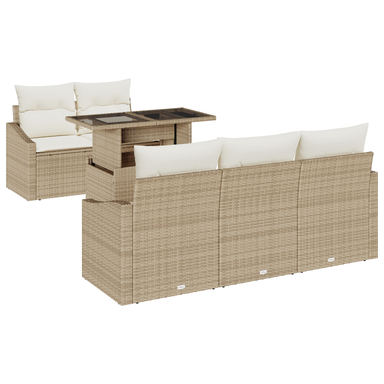 vidaXL Set de canapele pentru grădină cu pernă 6 pcs bej și crem vidaXL Set de canapele pentru grădină cu pernă 6 pcs bej și crem