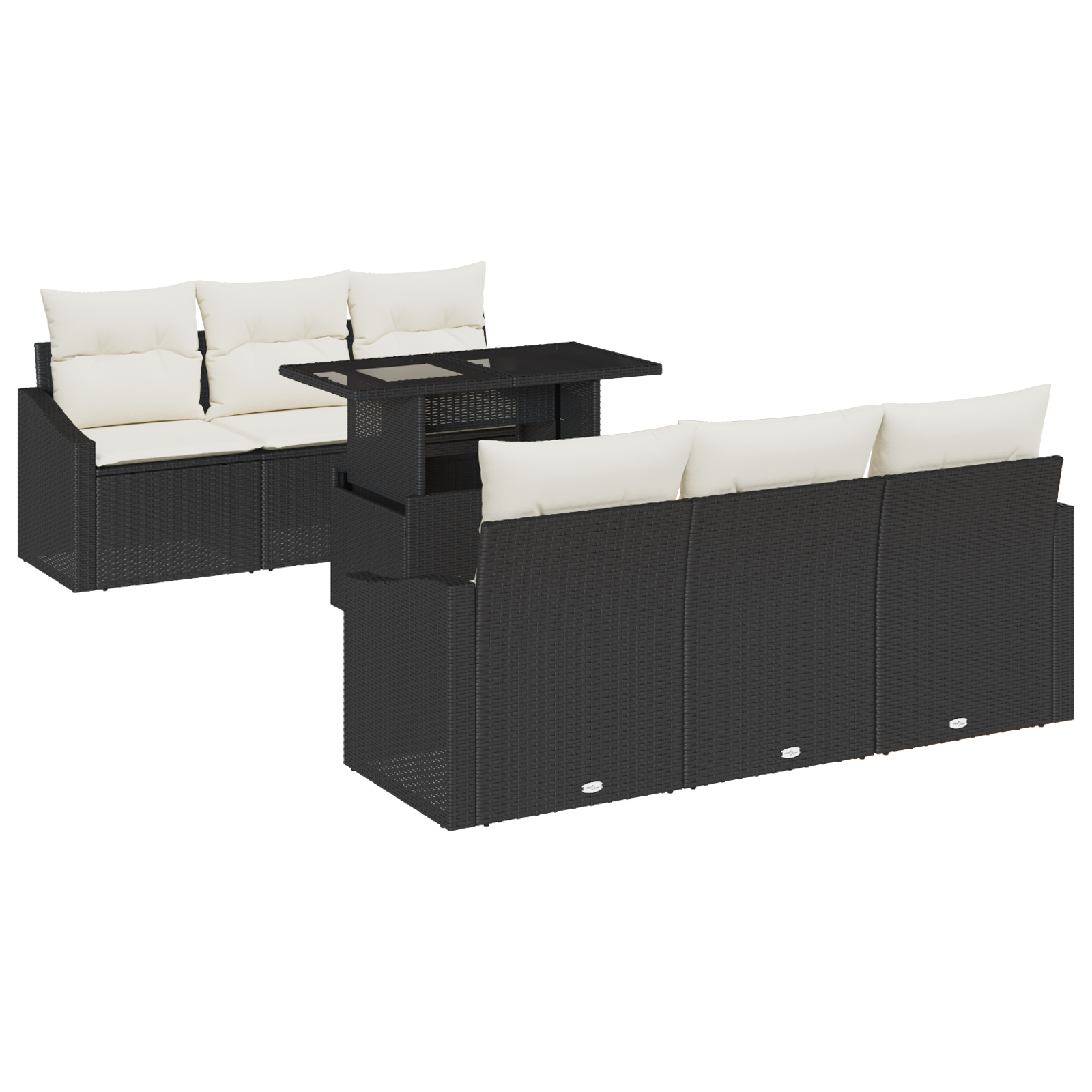 vidaXL Set de canapele pentru grădină cu pernă 7 pcs negru și crem vidaXL Set de canapele pentru grădină cu pernă 7 pcs negru și crem