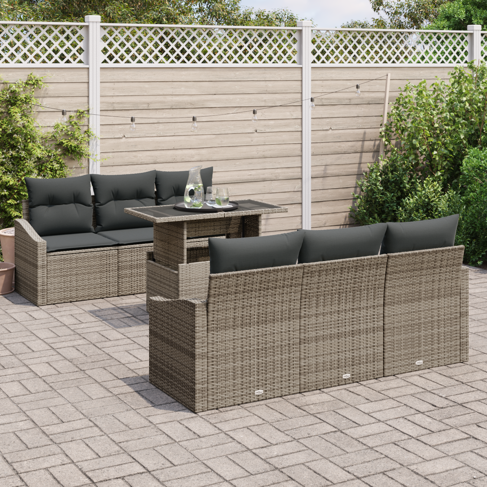 vidaXL Set de canapele pentru grădină 7 pcs Gri 100 x 55 x 73 cm vidaXL Set de canapele pentru grădină 7 pcs Gri 100 x 55 x 73 cm