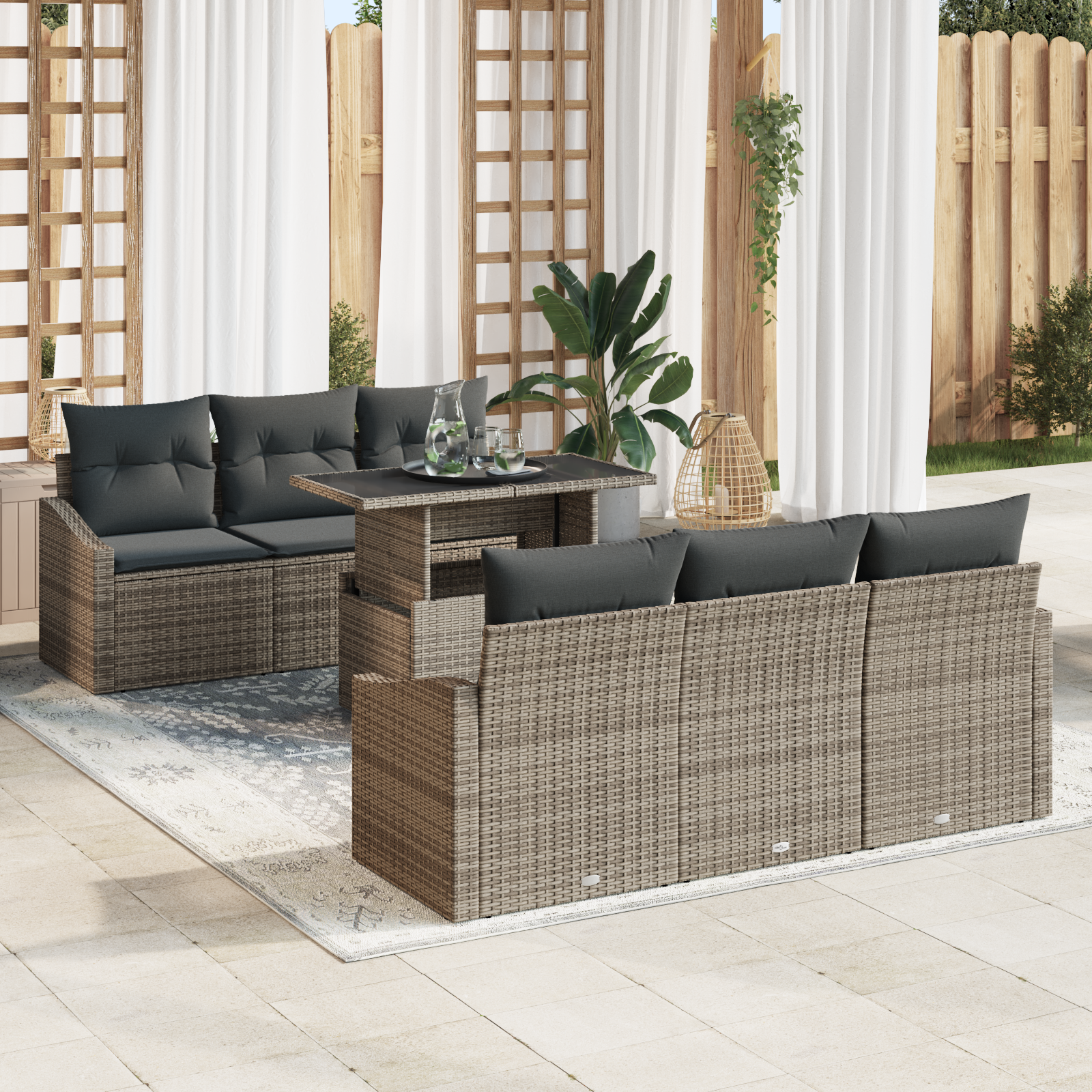 vidaXL Set de canapele pentru grădină 7 pcs Gri 100 x 55 x 73 cm vidaXL Set de canapele pentru grădină 7 pcs Gri 100 x 55 x 73 cm