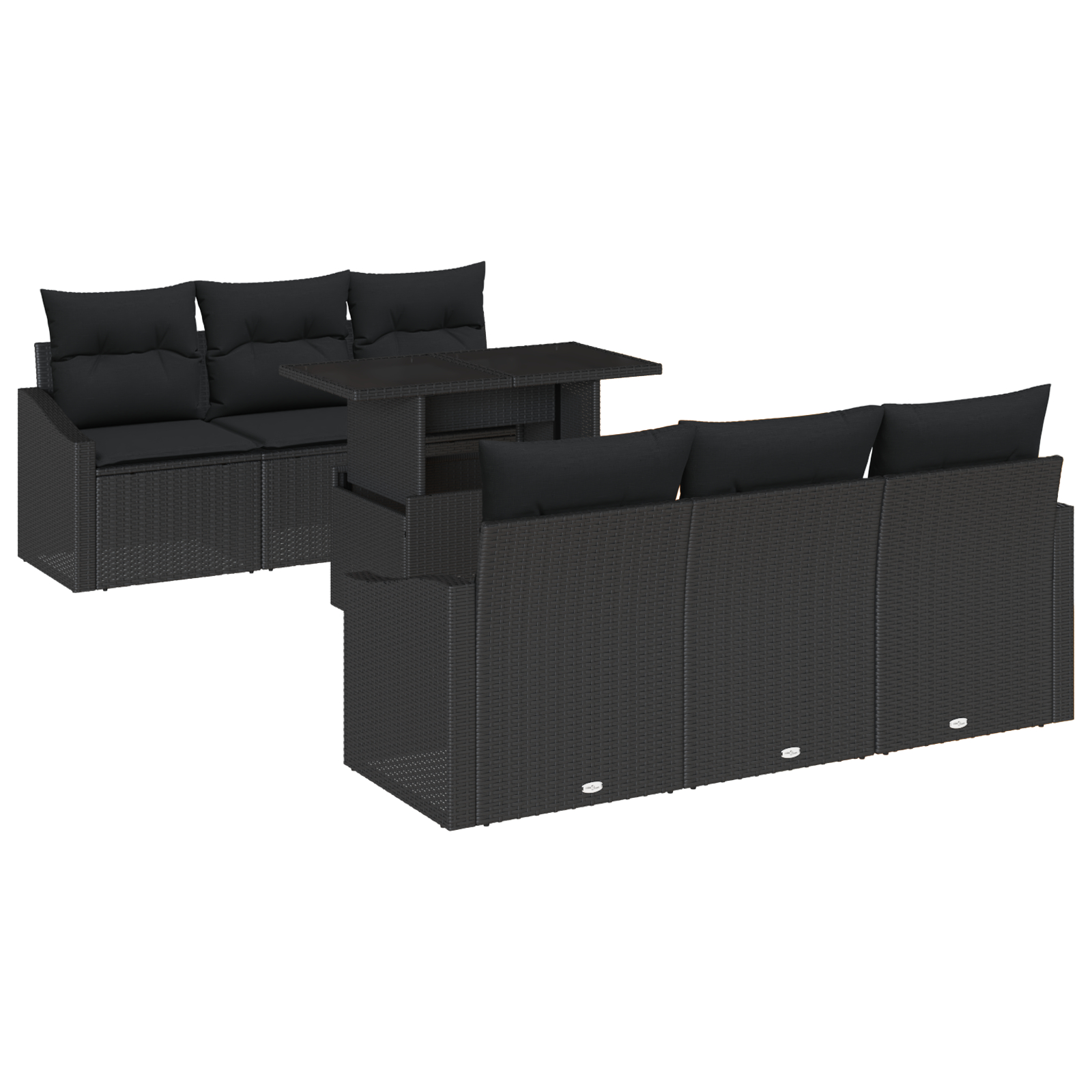vidaXL Set de canapele pentru grădină 7 pcs Negru 100 x 55 x 73 cm