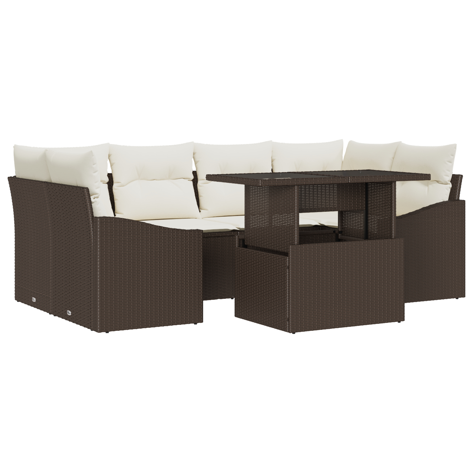 vidaXL Set de canapele pentru grădină cu pernă 7 pcs maro și crem