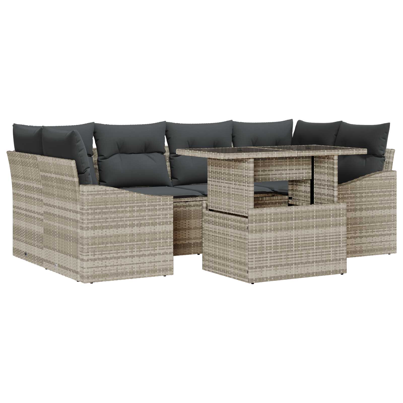 vidaXL Set de canapele pentru grădină cu pernă 7 pcs Gri deschis