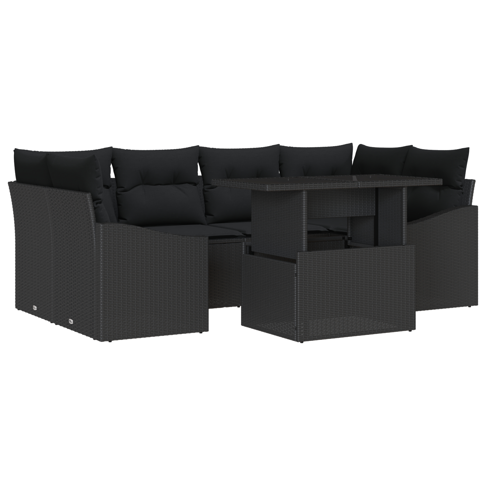 vidaXL Set de canapele pentru grădină 7 pcs Negru 100 x 55 x 73 cm vidaXL Set de canapele pentru grădină 7 pcs Negru 100 x 55 x 73 cm