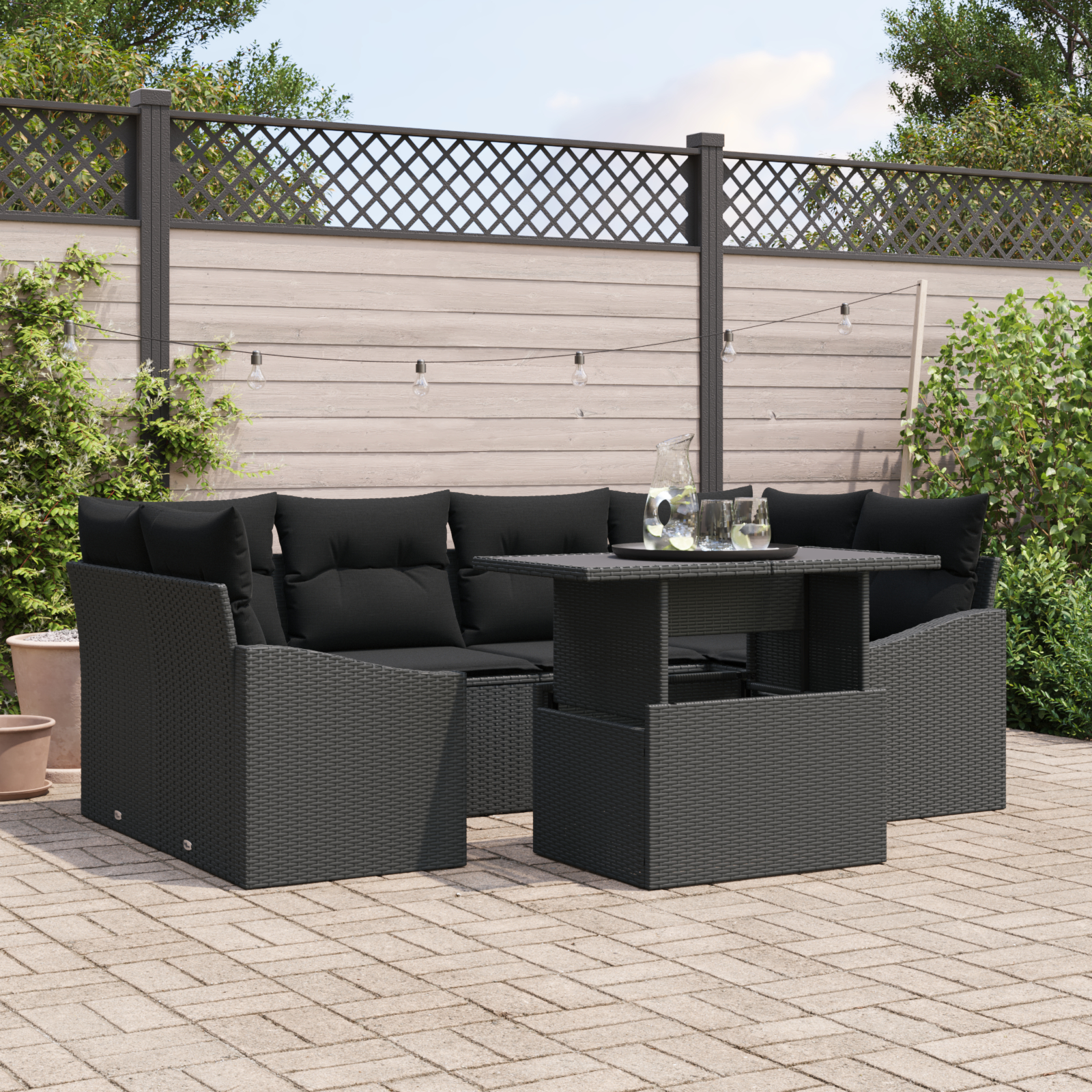 vidaXL Set de canapele pentru grădină 7 pcs Negru 100 x 55 x 73 cm vidaXL Set de canapele pentru grădină 7 pcs Negru 100 x 55 x 73 cm