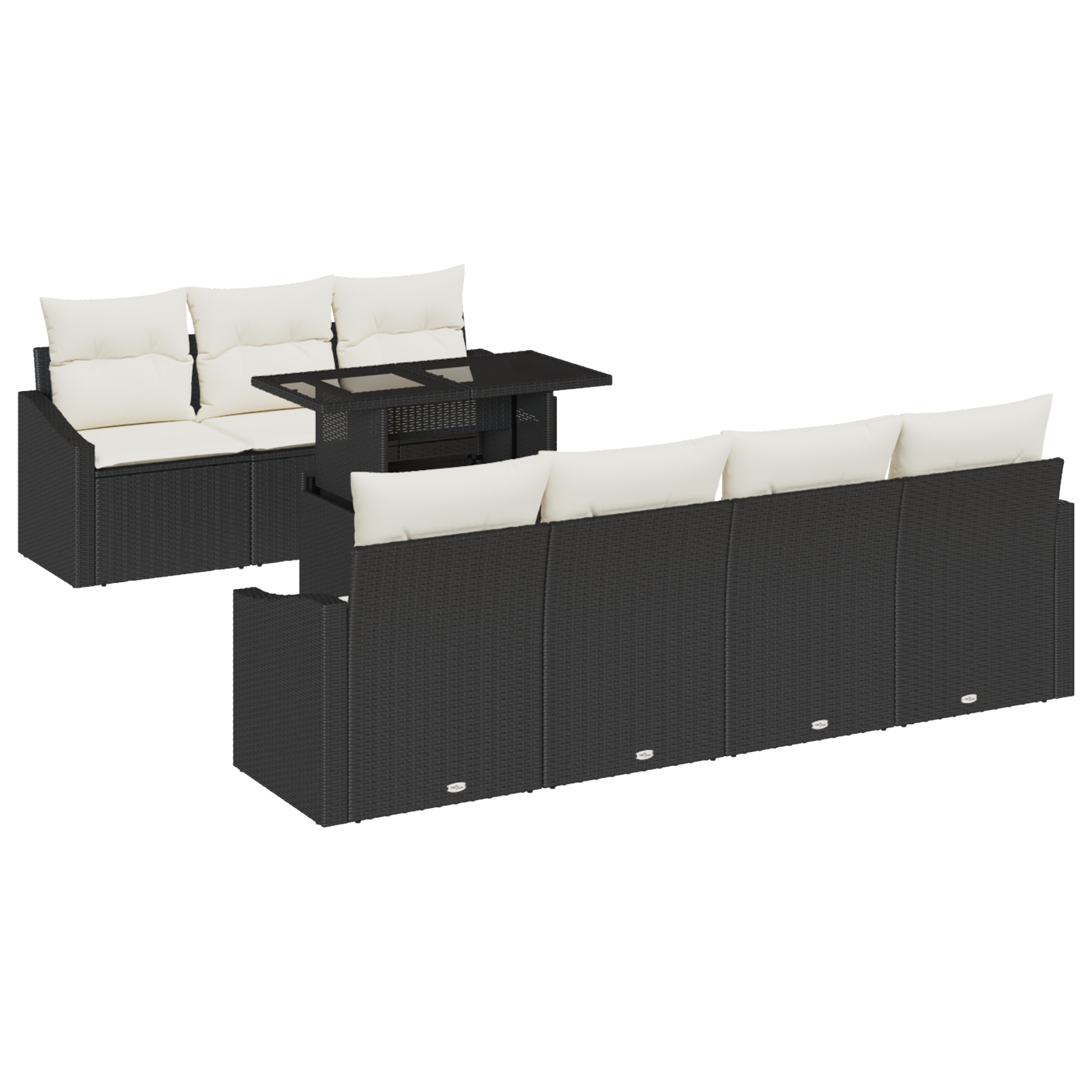 vidaXL Set de canapele pentru grădină cu pernă 8 pcs negru și crem