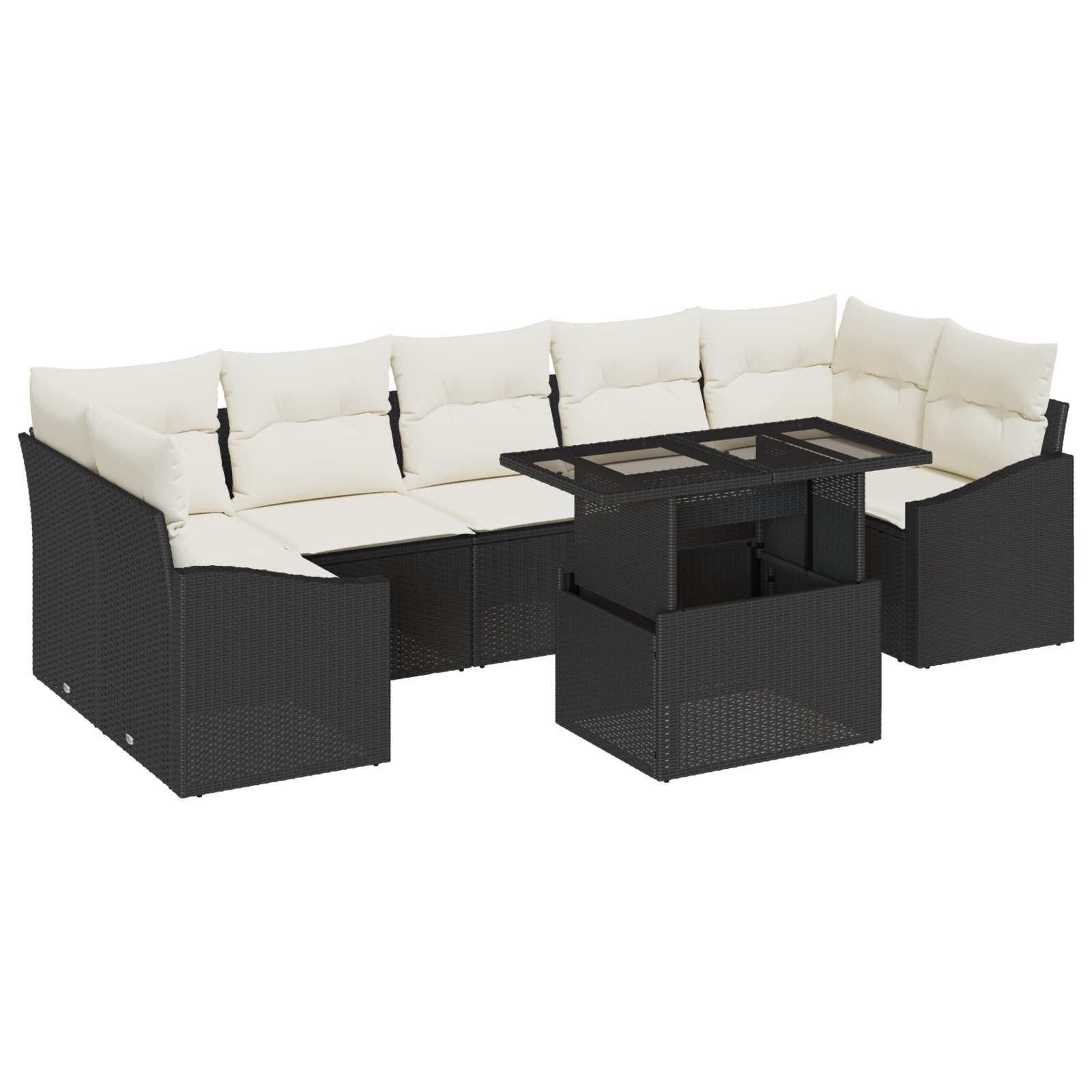 vidaXL Set de canapele pentru grădină cu pernă 8 pcs negru și crem