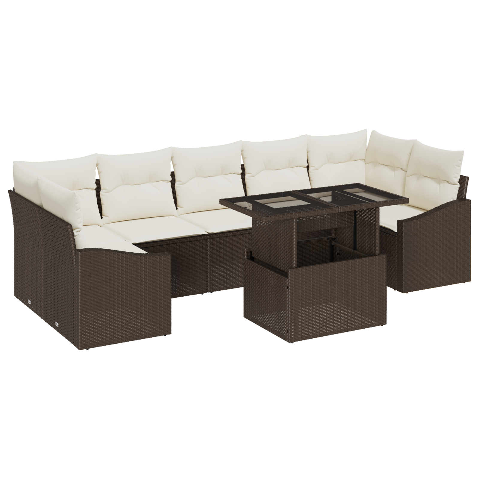 vidaXL Set de canapele pentru grădină cu pernă 8 pcs maro și crem