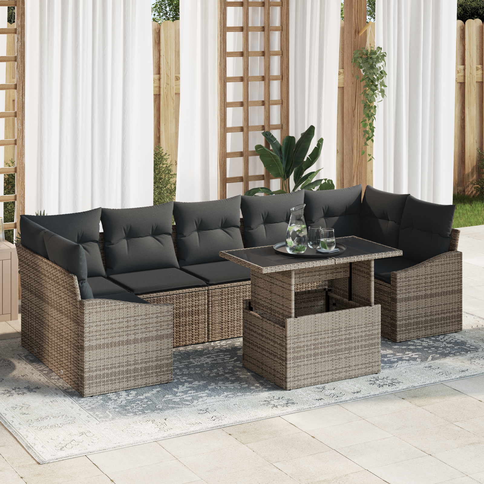 vidaXL Set de canapele pentru grădină 8 pcs Gri 100 x 55 x 73 cm