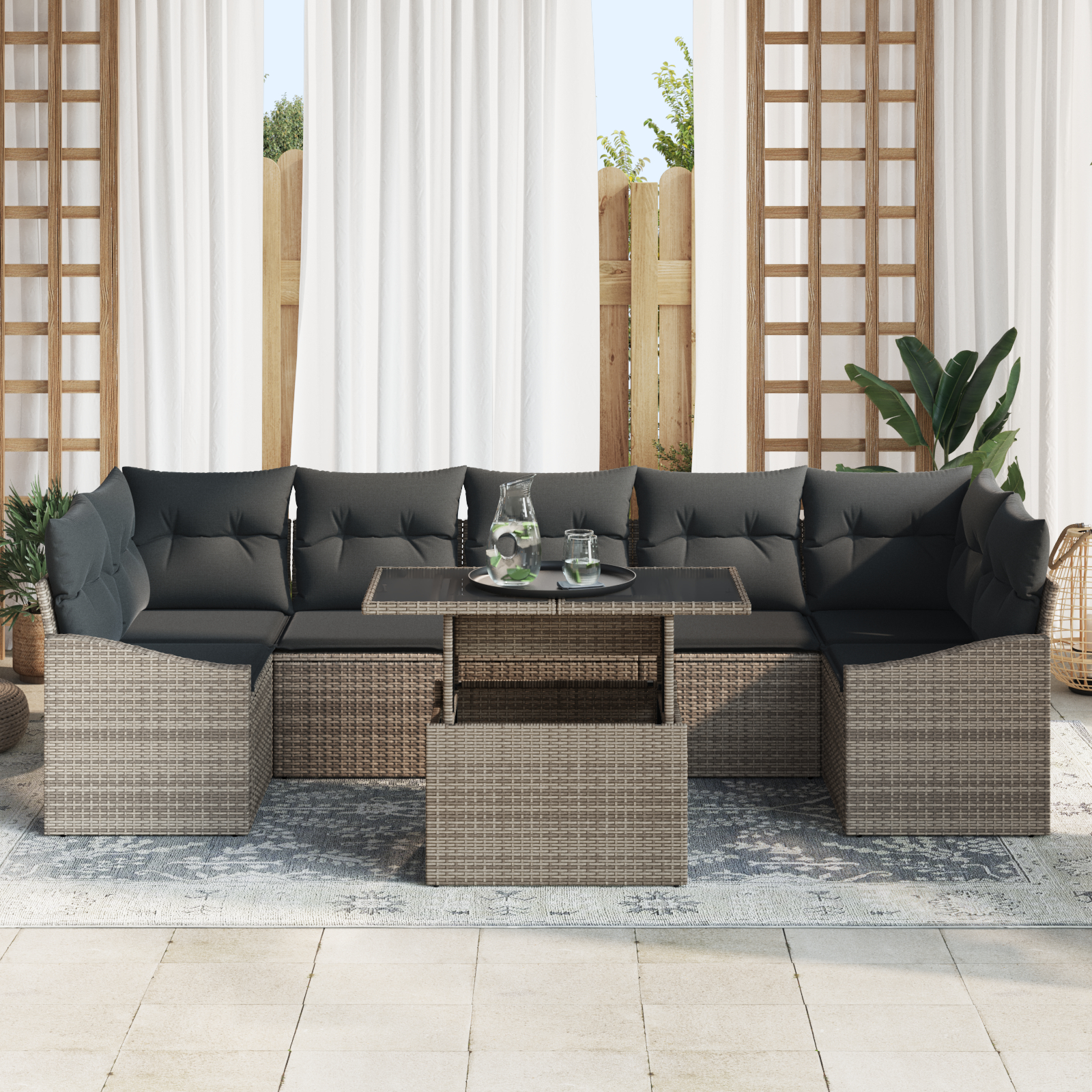 vidaXL Set de canapele pentru grădină 8 pcs Gri 100 x 55 x 73 cm