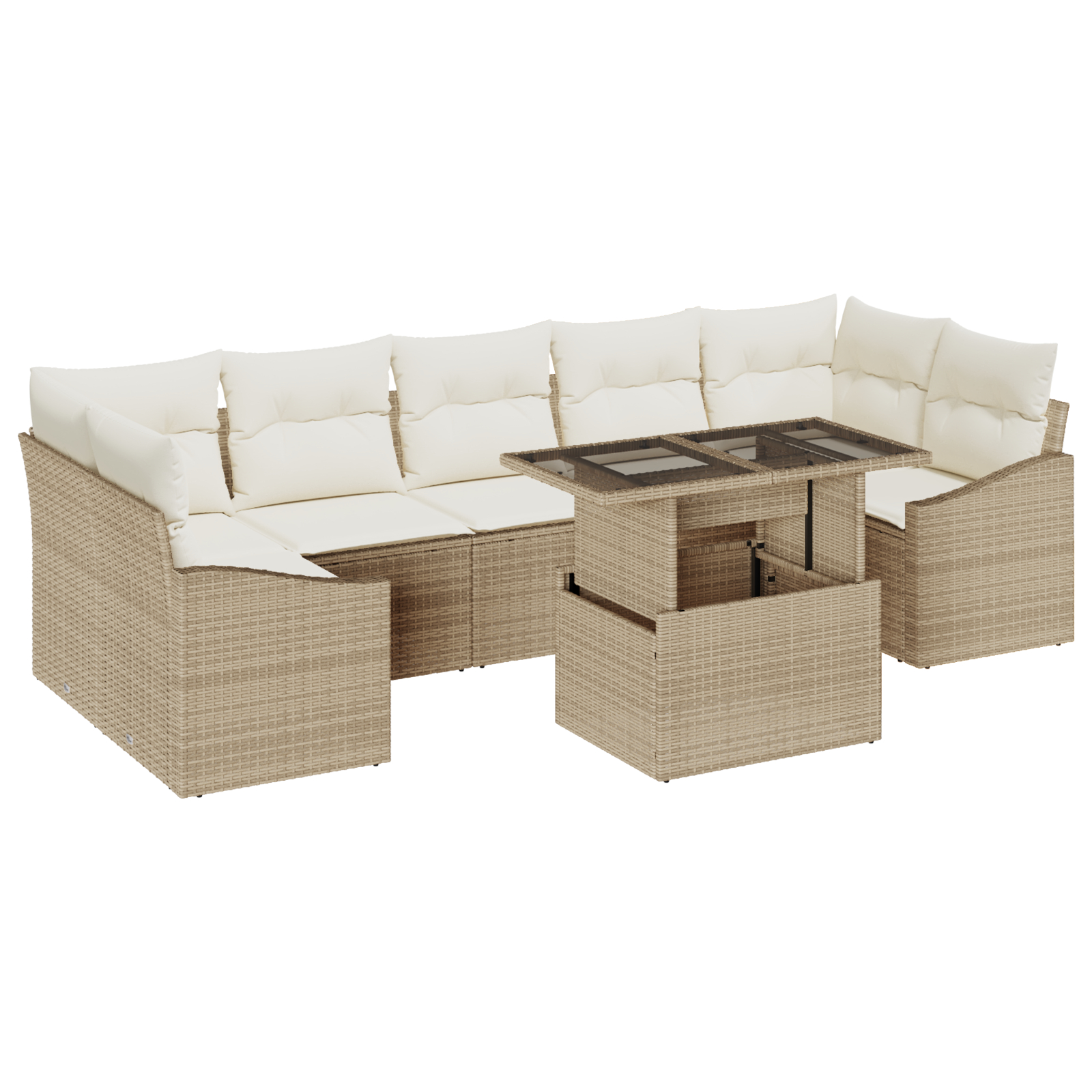 vidaXL Set de canapele pentru grădină cu pernă 8 pcs bej și crem