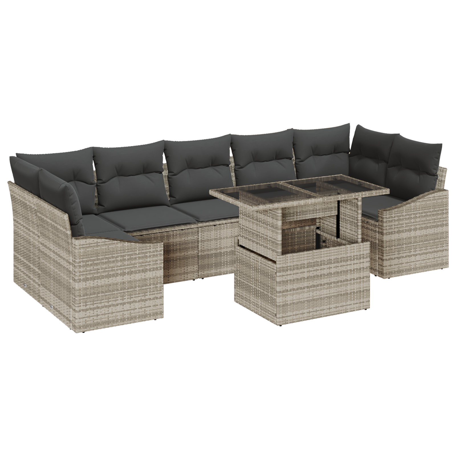 vidaXL Set de canapele pentru grădină cu pernă 8 pcs Gri deschis