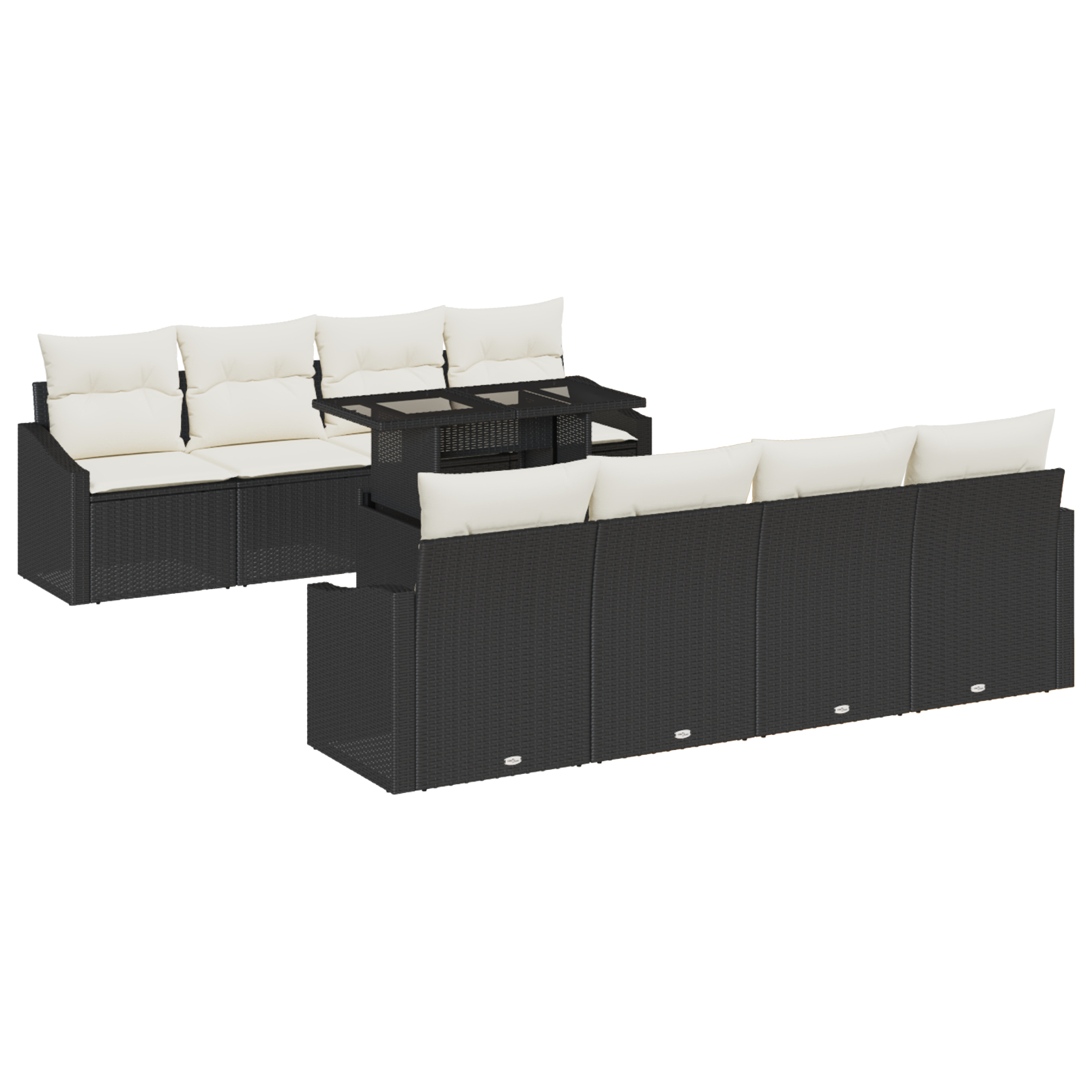vidaXL Set de canapele pentru grădină cu pernă 7 pcs negru și crem vidaXL Set de canapele pentru grădină cu pernă 7 pcs negru și crem