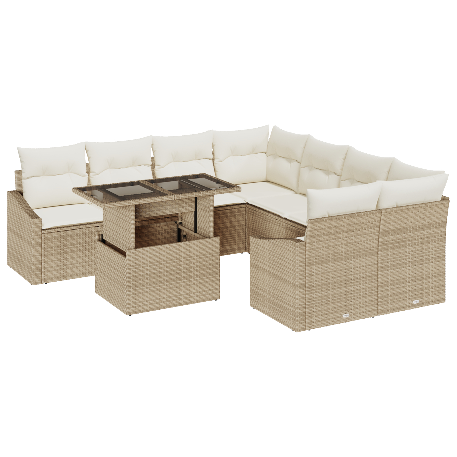 vidaXL Set de canapele pentru grădină cu pernă 9 pcs bej și crem