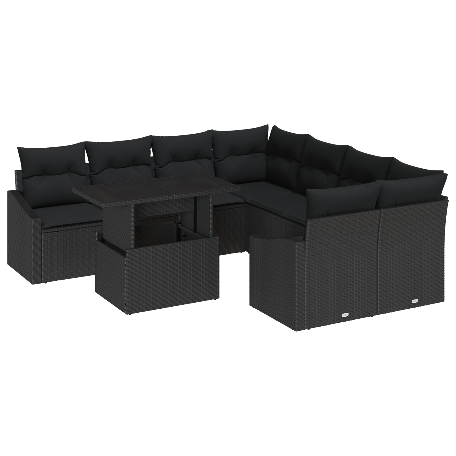 vidaXL Set de canapele pentru grădină 9 pcs Negru 100 x 55 x 73 cm