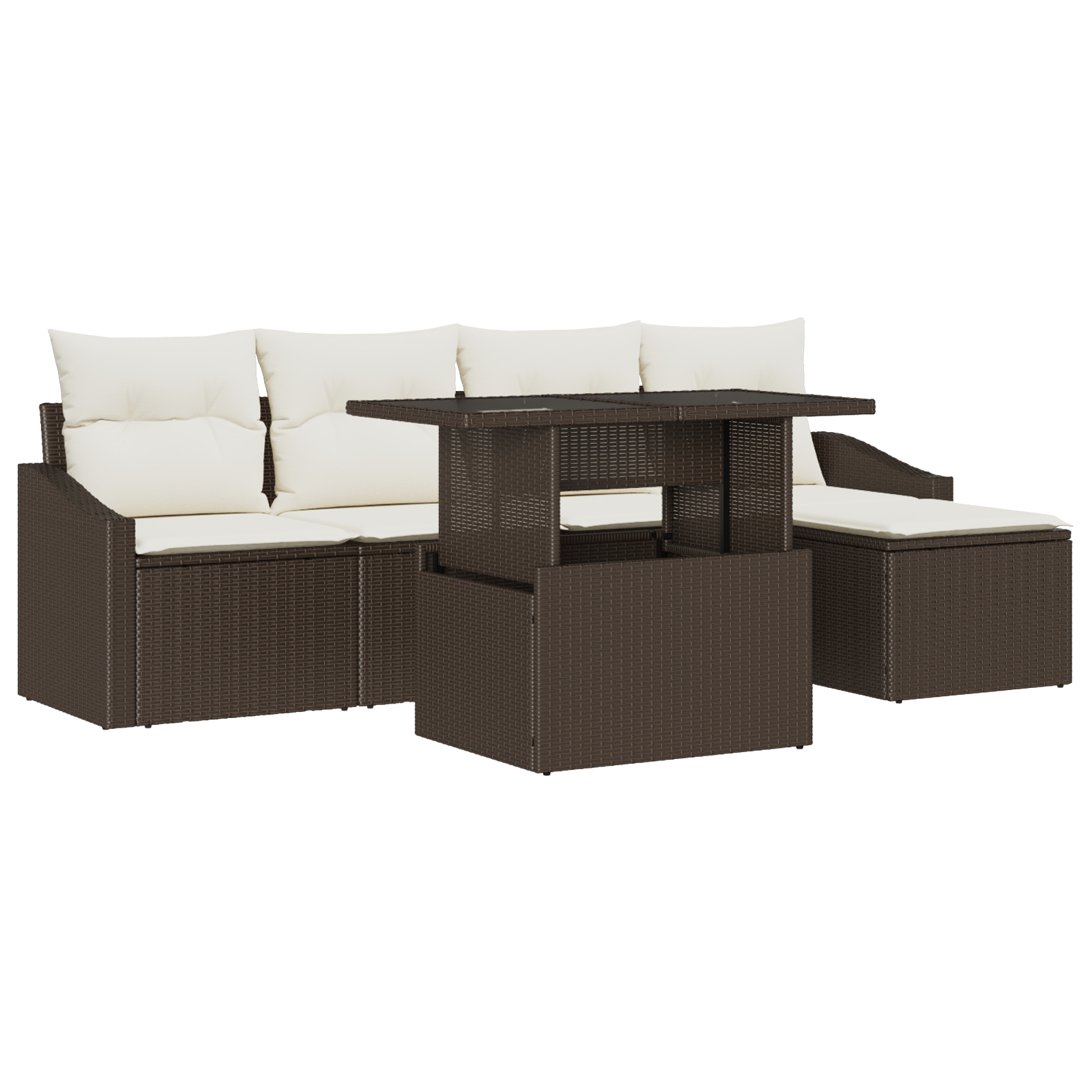 vidaXL Set de canapele pentru grădină cu pernă 6 pcs maro și crem vidaXL Set de canapele pentru grădină cu pernă 6 pcs maro și crem