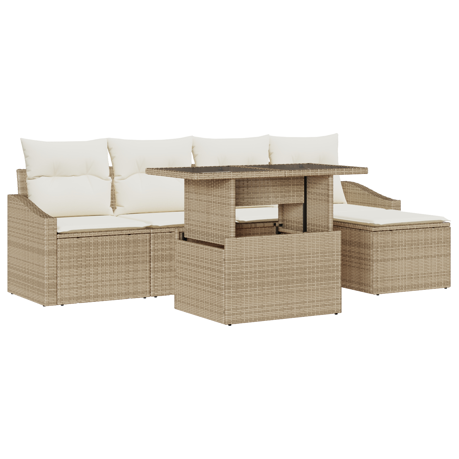 vidaXL Set de canapele pentru grădină cu pernă 6 pcs bej și crem
