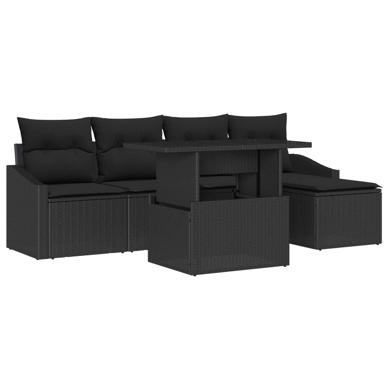 vidaXL Set de canapele pentru grădină cu pernă 6 pcs Negru vidaXL Set de canapele pentru grădină cu pernă 6 pcs Negru