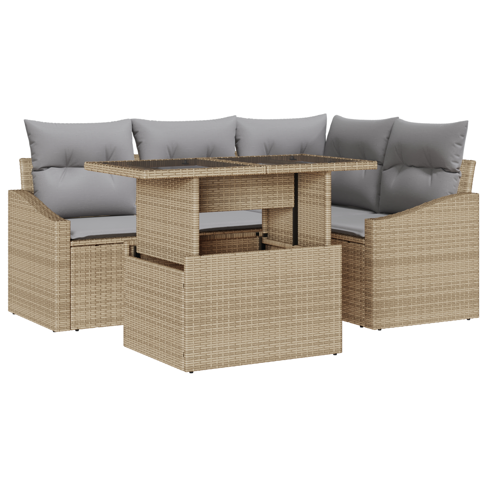 vidaXL Set de canapele pentru grădină 5 pcs bej și gri deschis