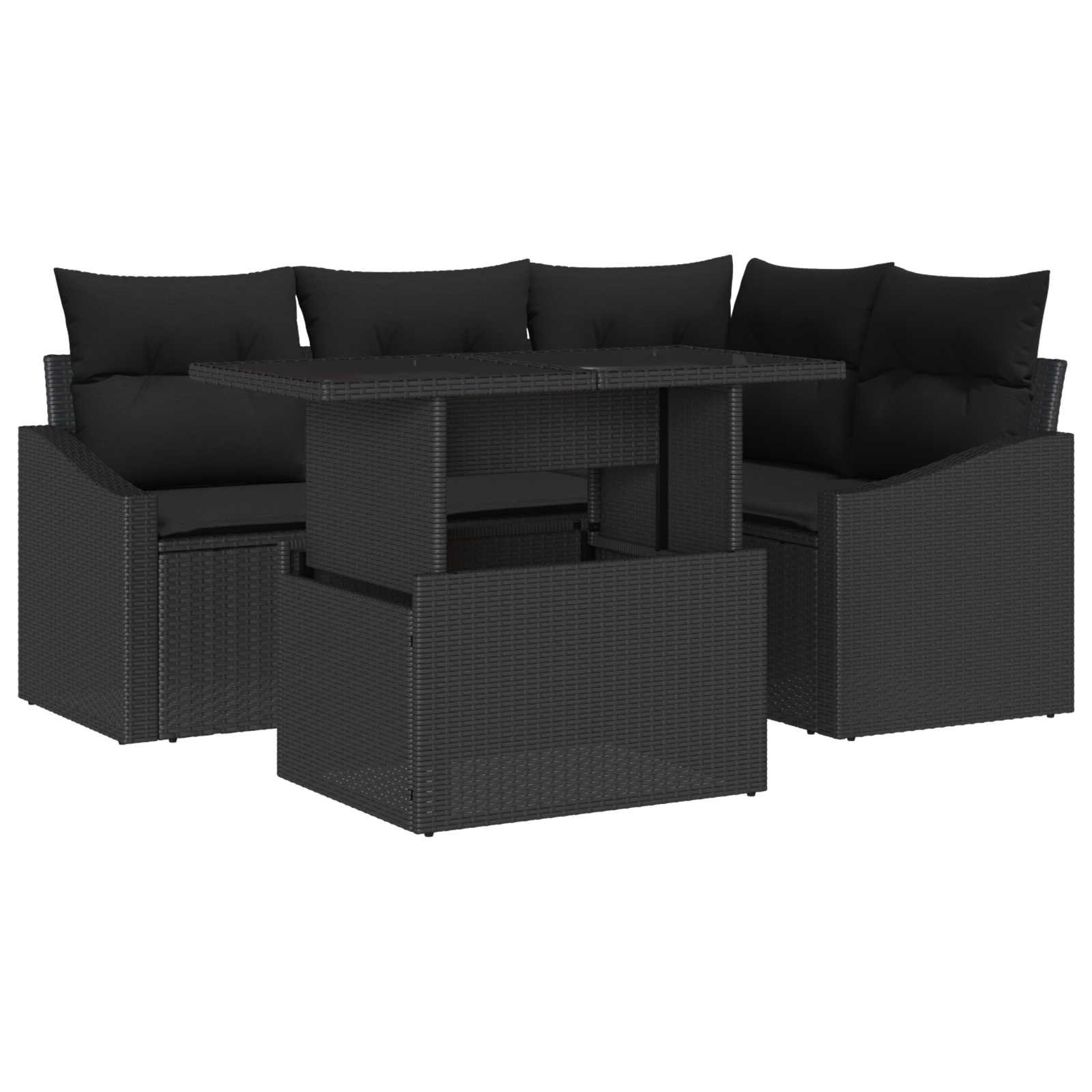vidaXL Set de canapele pentru grădină 5 pcs Negru 100 x 55 x 73 cm