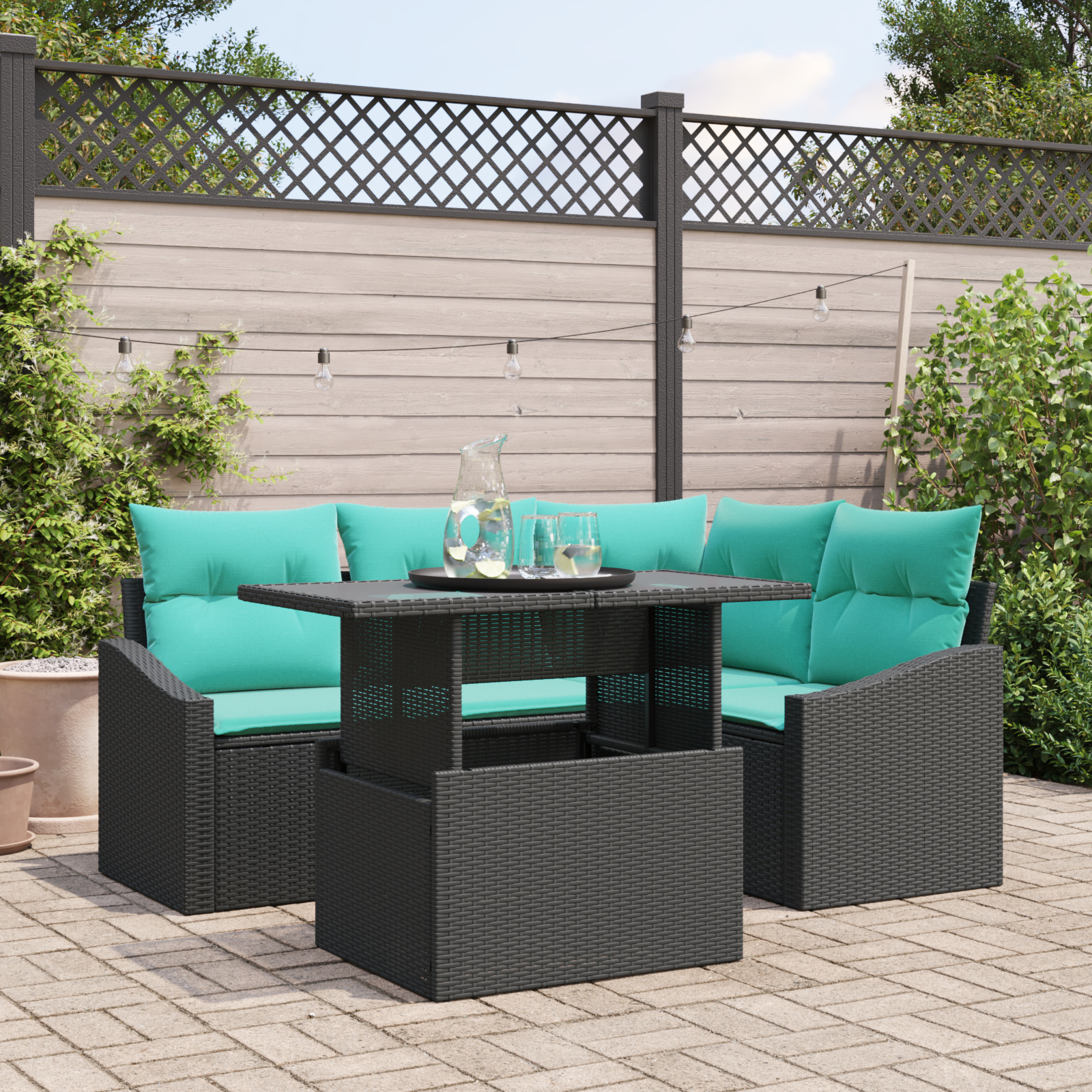 vidaXL Set de canapele pentru grădină cu pernă 6 pcs negru și crem vidaXL Set de canapele pentru grădină cu pernă 6 pcs negru și crem