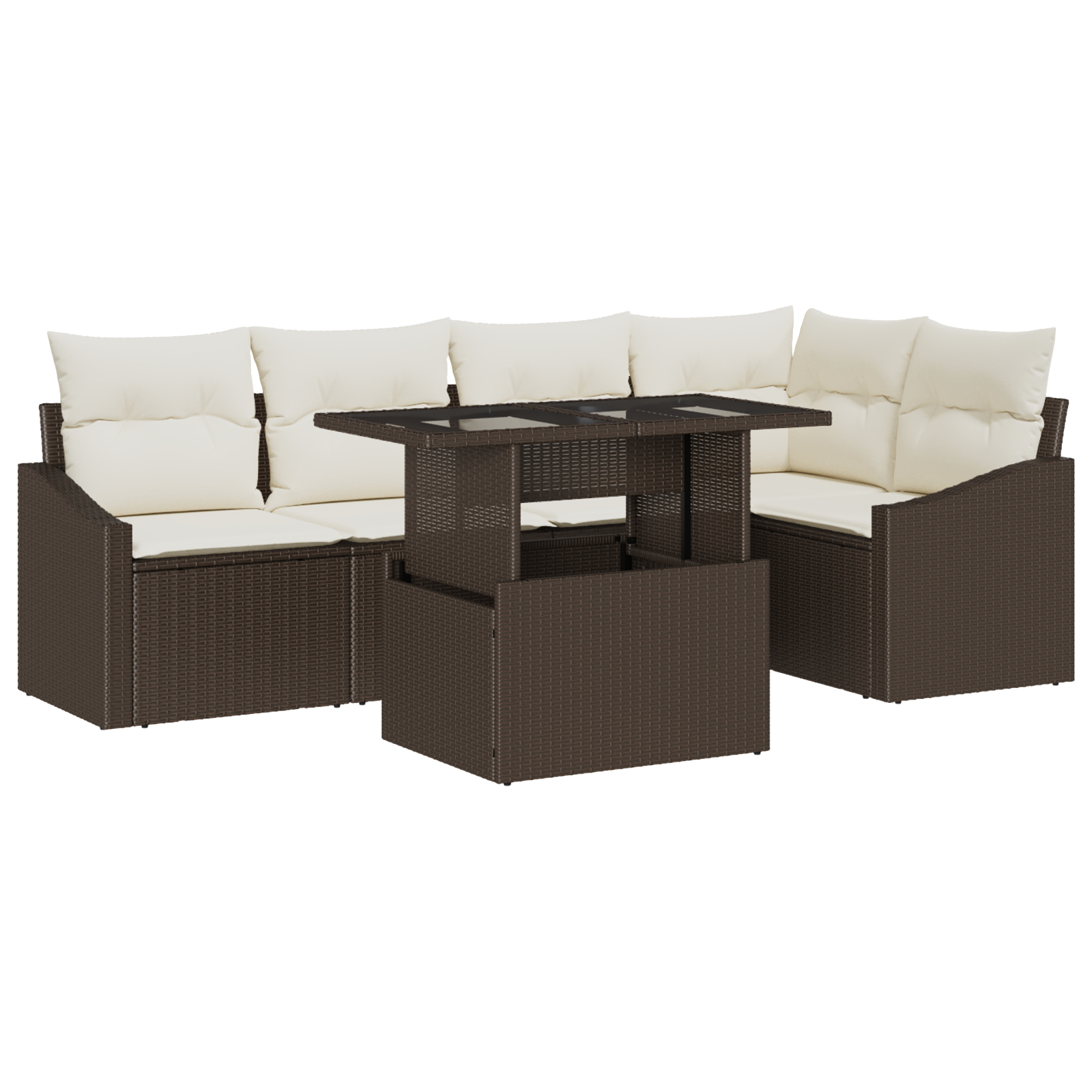 vidaXL Set de canapele pentru grădină cu pernă 6 pcs maro și crem vidaXL Set de canapele pentru grădină cu pernă 6 pcs maro și crem
