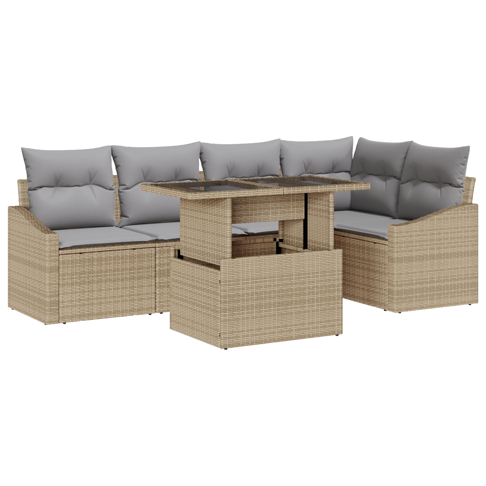 vidaXL Set de canapele pentru grădină 6 pcs bej și gri deschis