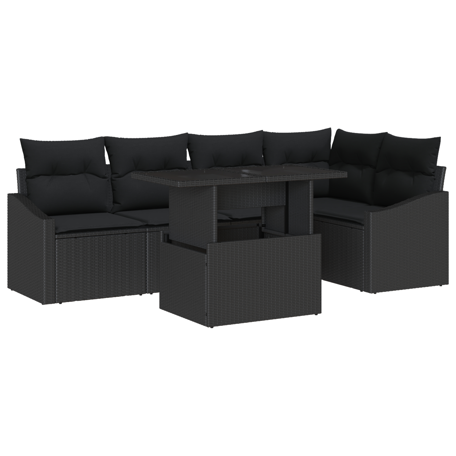 vidaXL Set de canapele pentru grădină 6 pcs Negru 100 x 55 x 73 cm