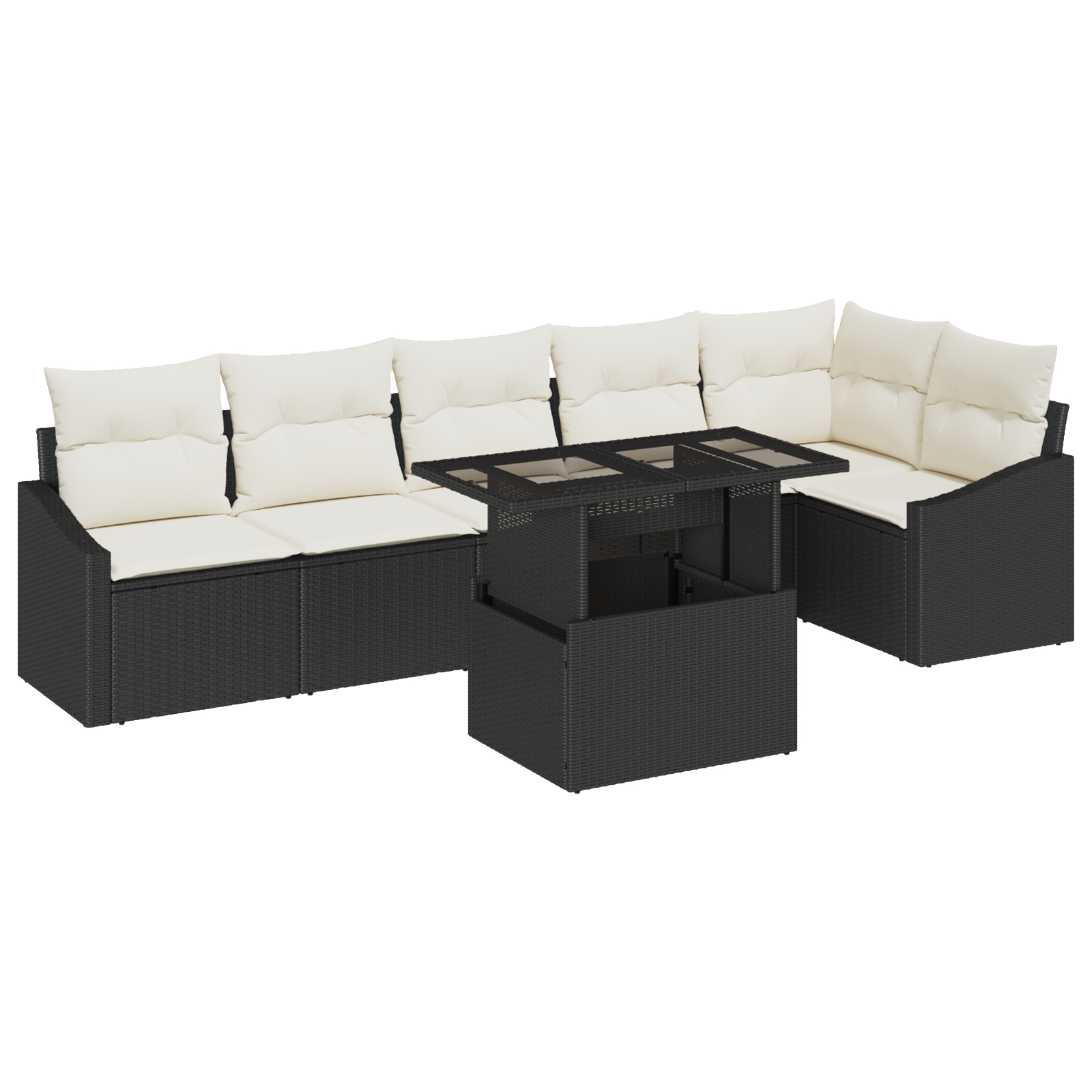 vidaXL Set de canapele pentru grădină cu pernă 7 pcs negru și crem vidaXL Set de canapele pentru grădină cu pernă 7 pcs negru și crem