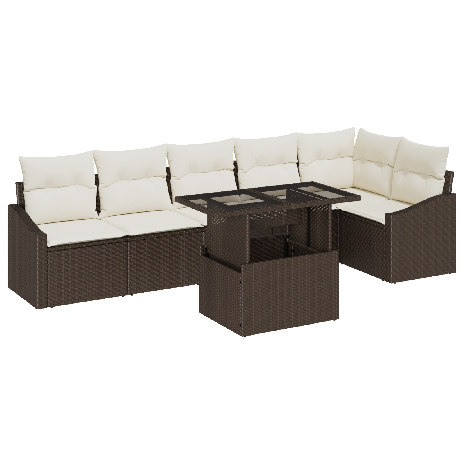 vidaXL Set de canapele pentru grădină cu pernă 7 pcs maro și crem vidaXL Set de canapele pentru grădină cu pernă 7 pcs maro și crem
