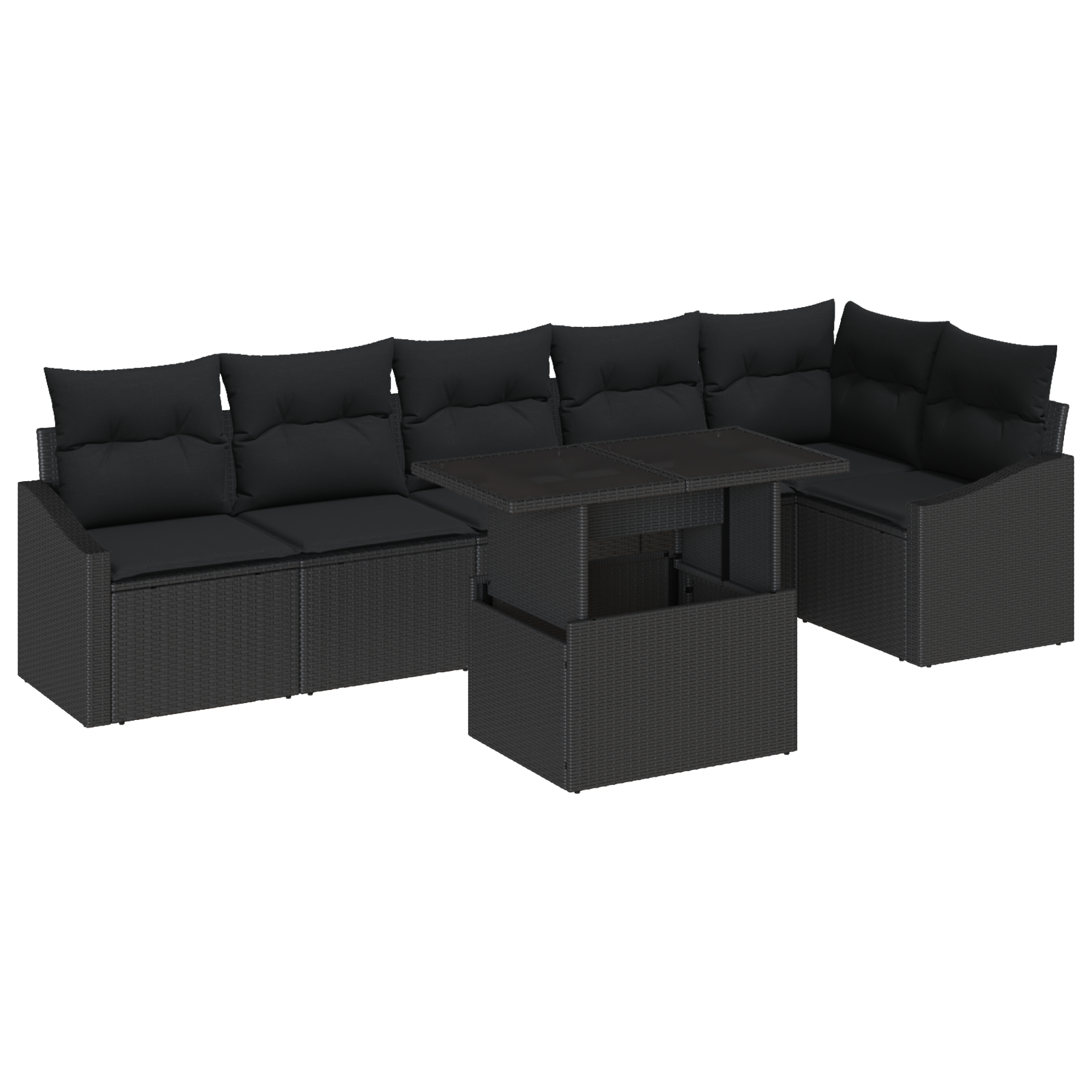 vidaXL Set de canapele pentru grădină 7 pcs Negru 100 x 55 x 73 cm vidaXL Set de canapele pentru grădină 7 pcs Negru 100 x 55 x 73 cm